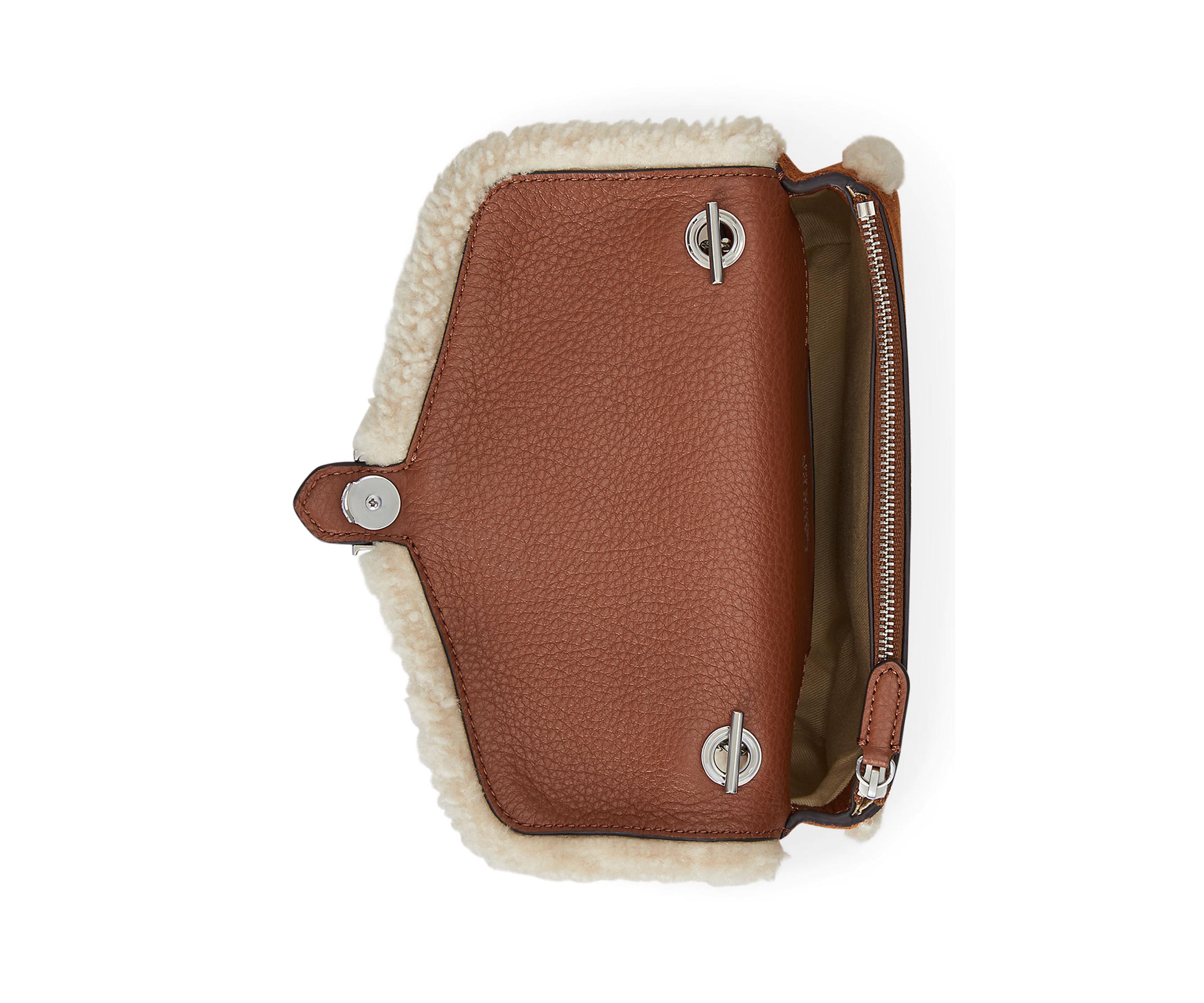Shearling-Trim Bradley Crossbody Wallet