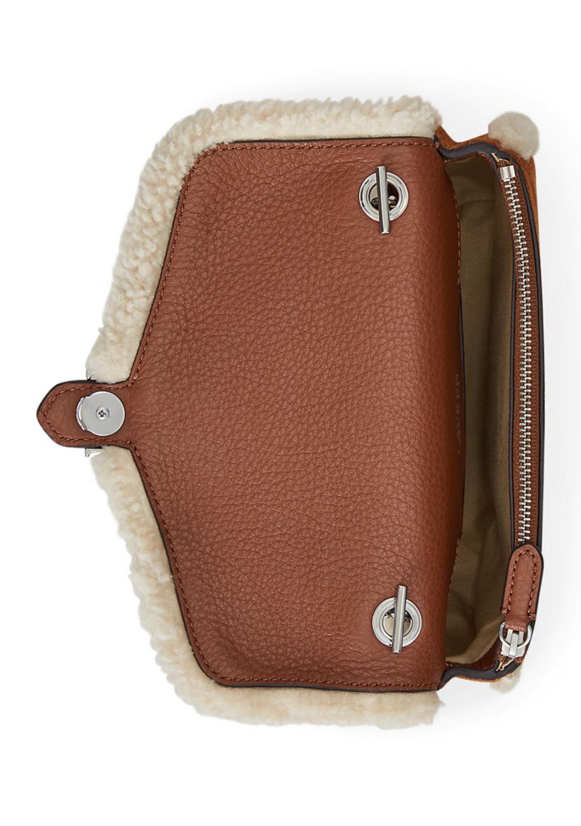 Shearling-Trim Bradley Crossbody Wallet
