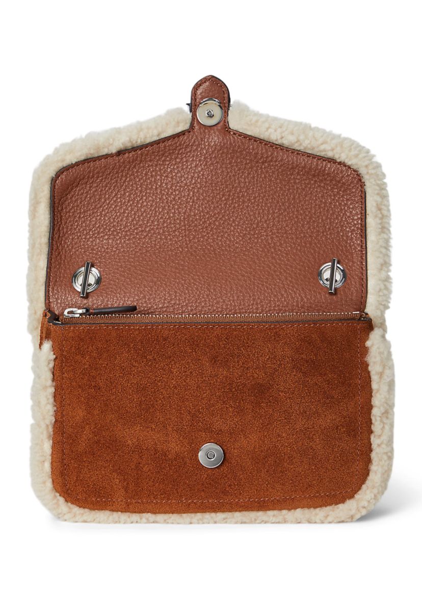 Shearling-Trim Bradley Crossbody Wallet