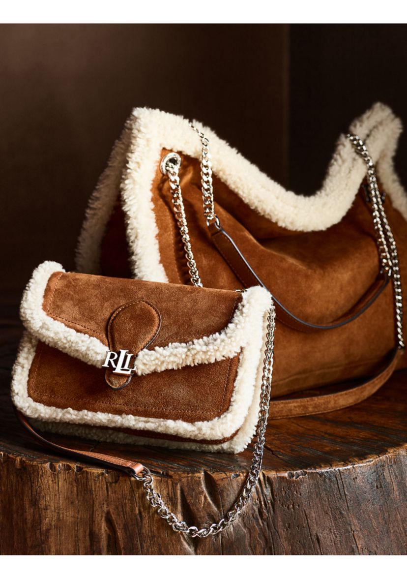 Shearling-Trim Bradley Crossbody Wallet