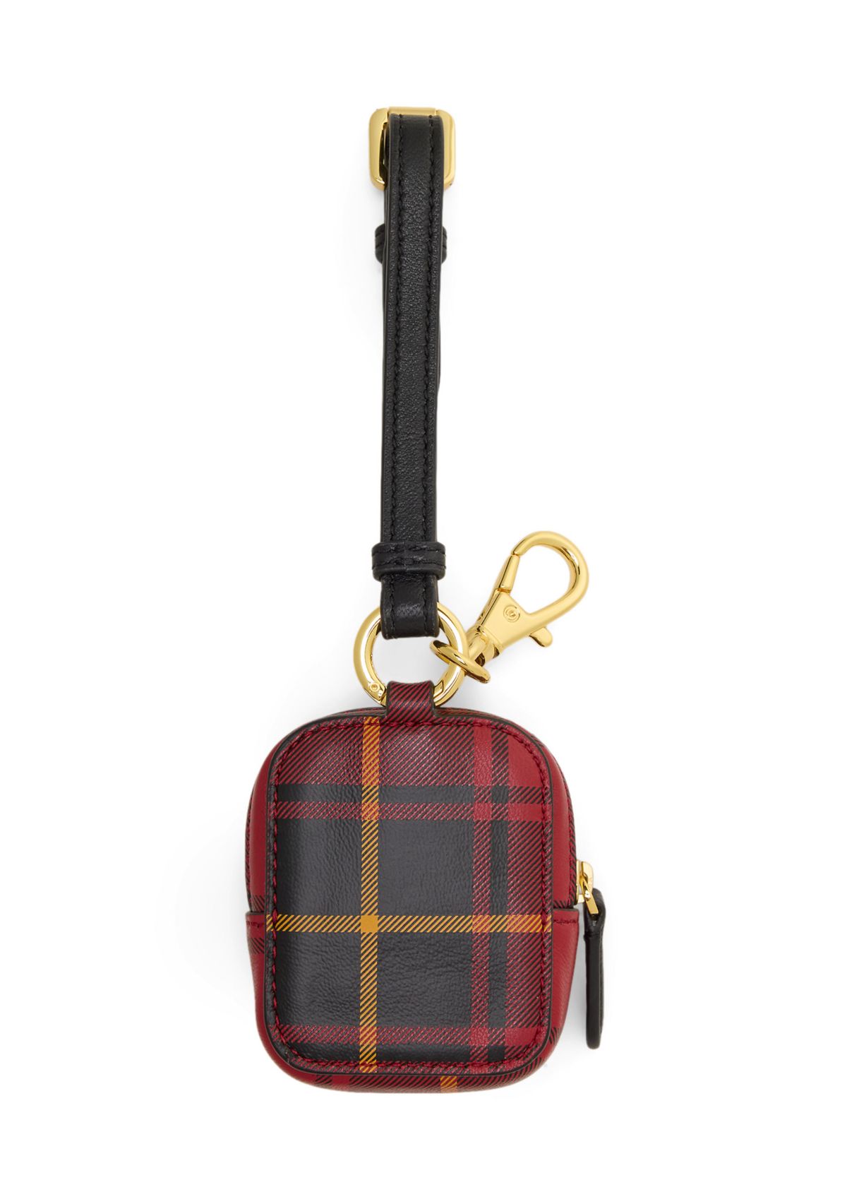 Plaid Nappa Leather Mini Zip Pouch