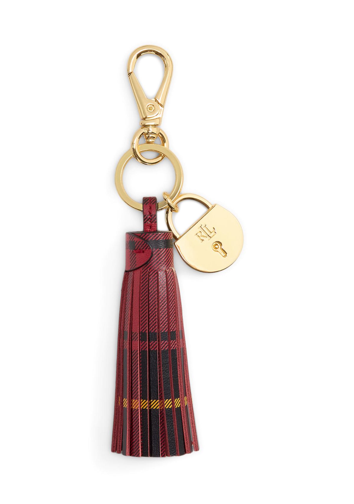 Padlock & Plaid Leather Tassel Charm