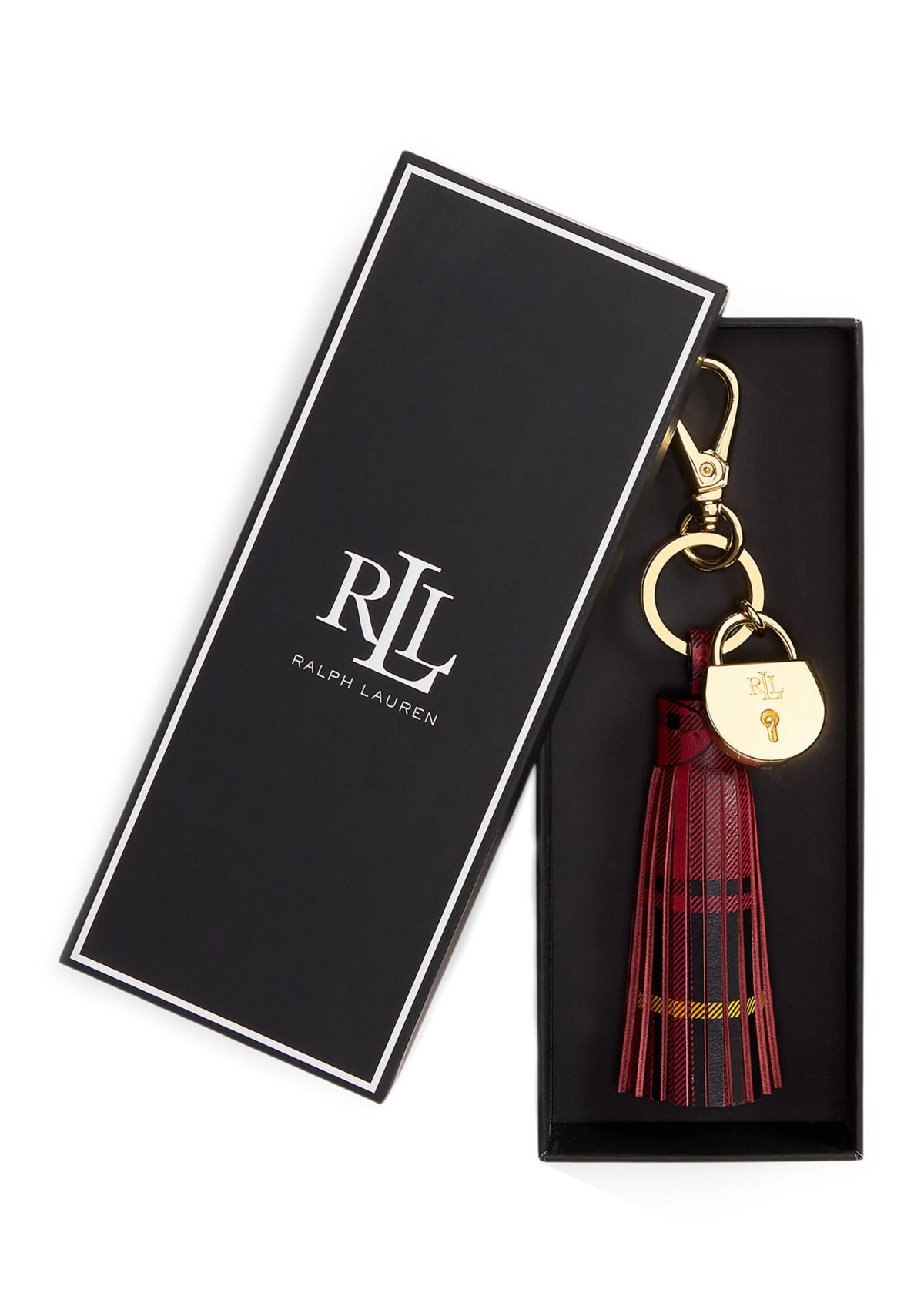 Padlock & Plaid Leather Tassel Charm