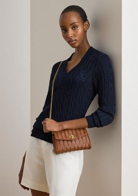 Lauren Ralph Lauren Women's Woven Leather Tanner Crossbody Wallet, Tan