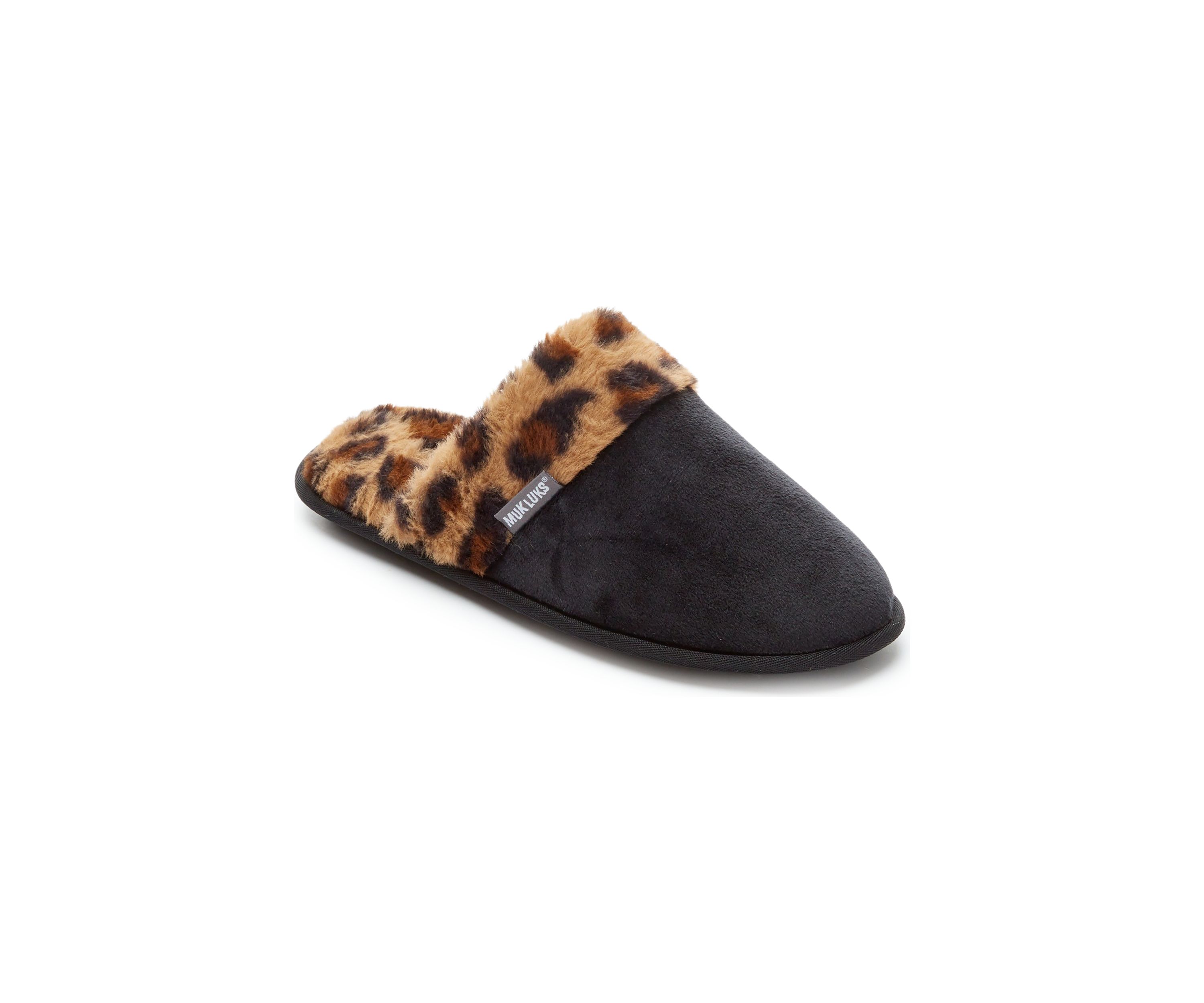 Printed Faux Fur Trim Slippers 