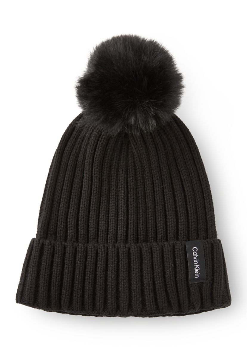Calvin Klein Faux Fur Pom Beanie | Belk display picture 1