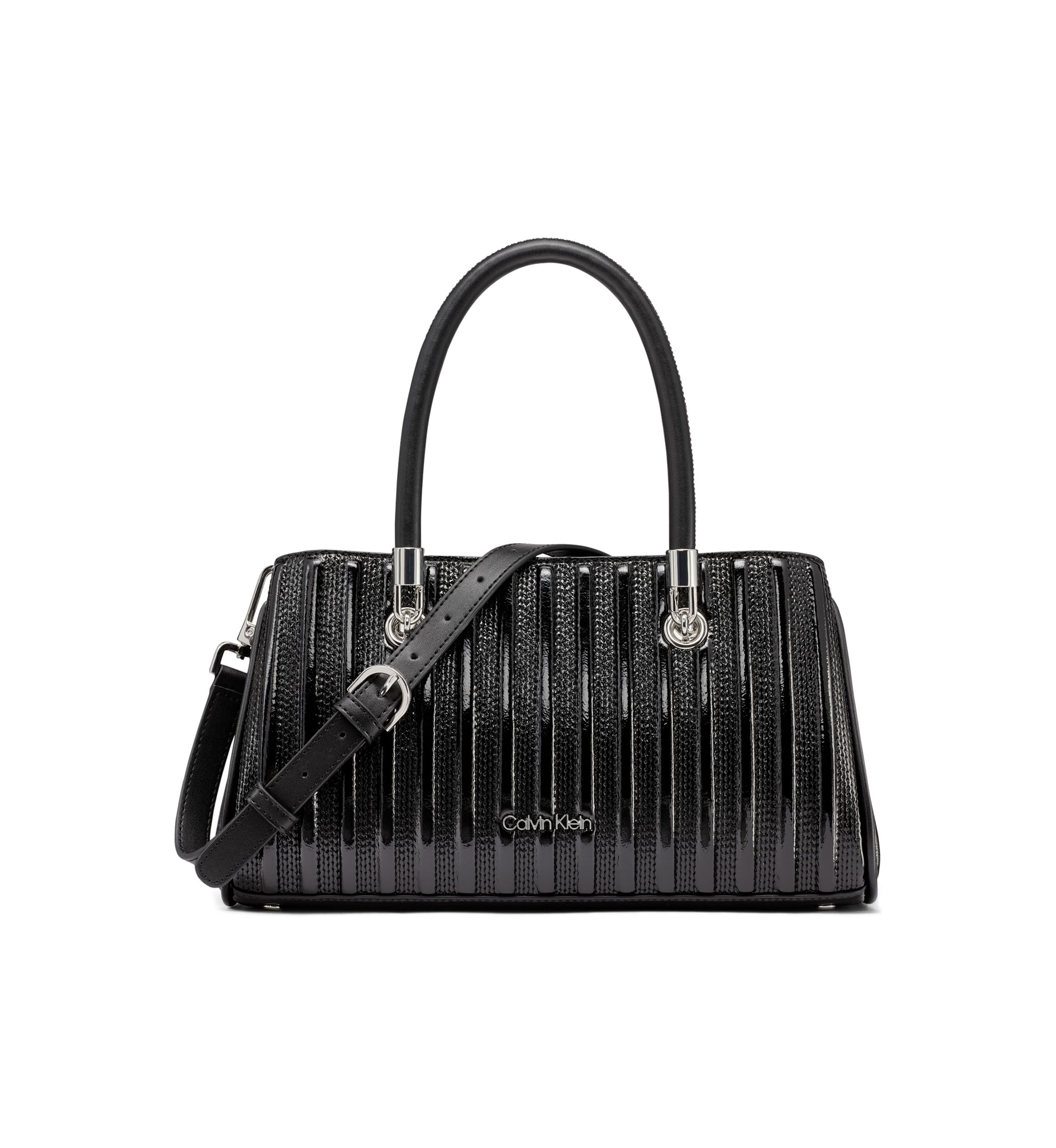 Brigette Patent Piping Mini Satchel Bag