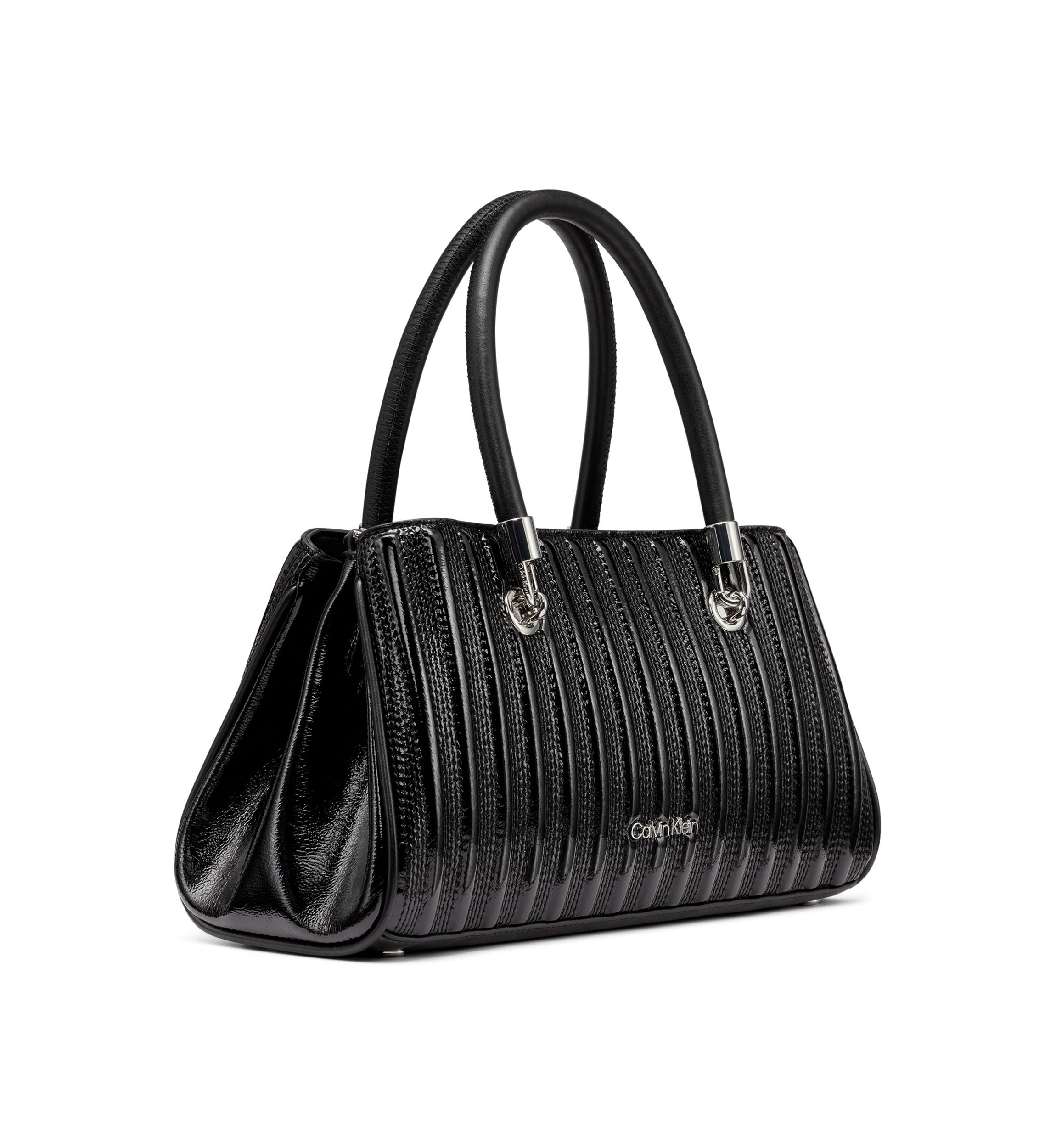 Brigette Patent Piping Mini Satchel Bag