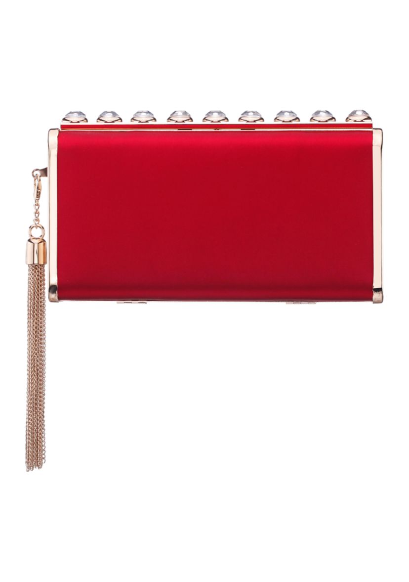 Crystal Ornamented Minaudiere with Tassel 