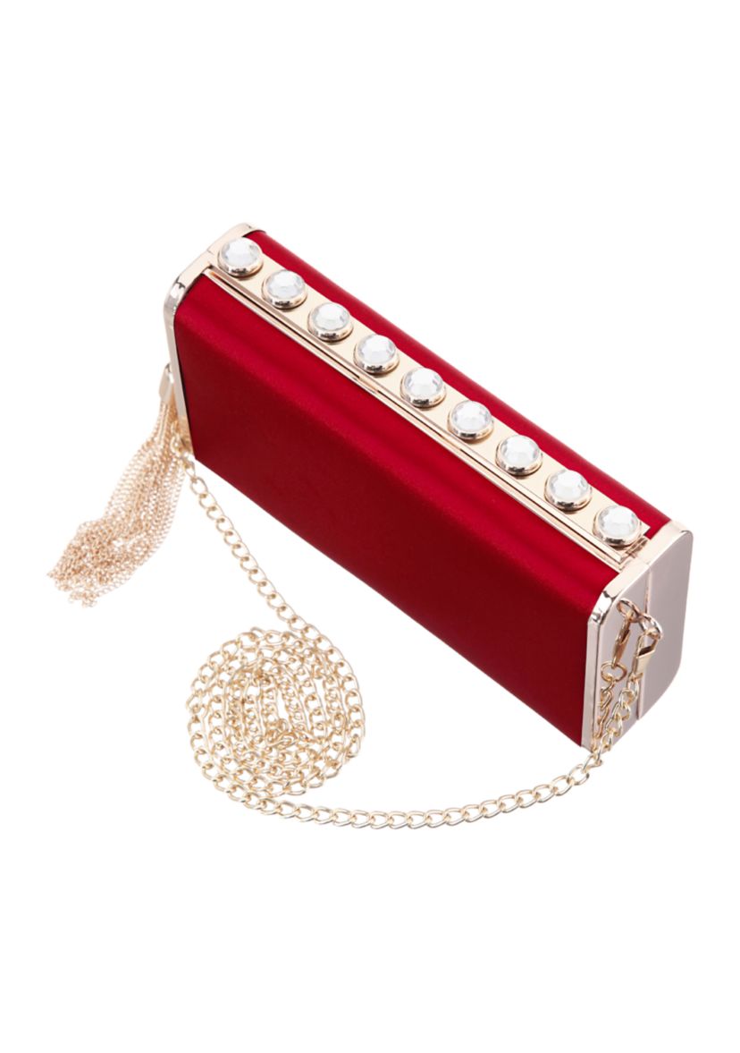 Crystal Ornamented Minaudiere with Tassel 