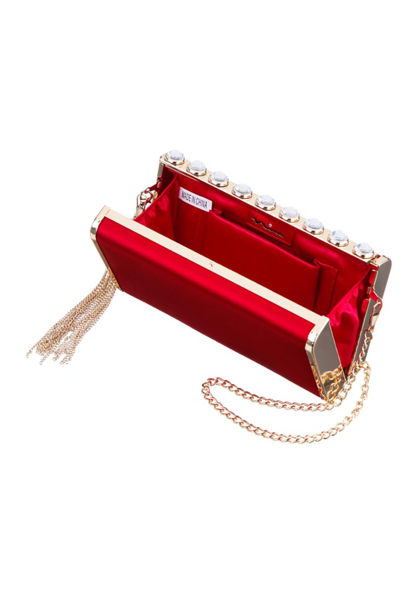 Crystal Ornamented Minaudiere with Tassel 