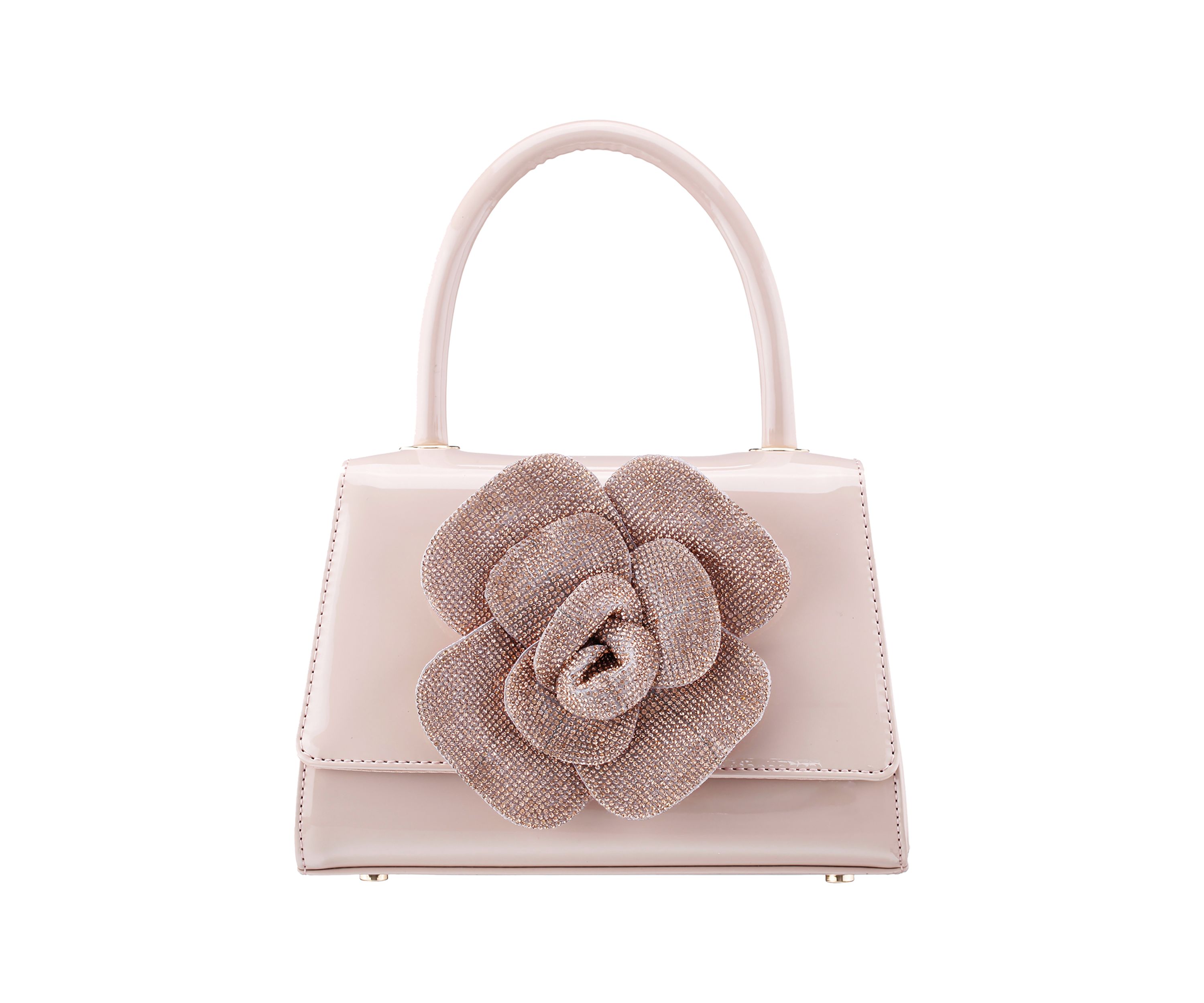 Floral Patent Top Handle Satchel