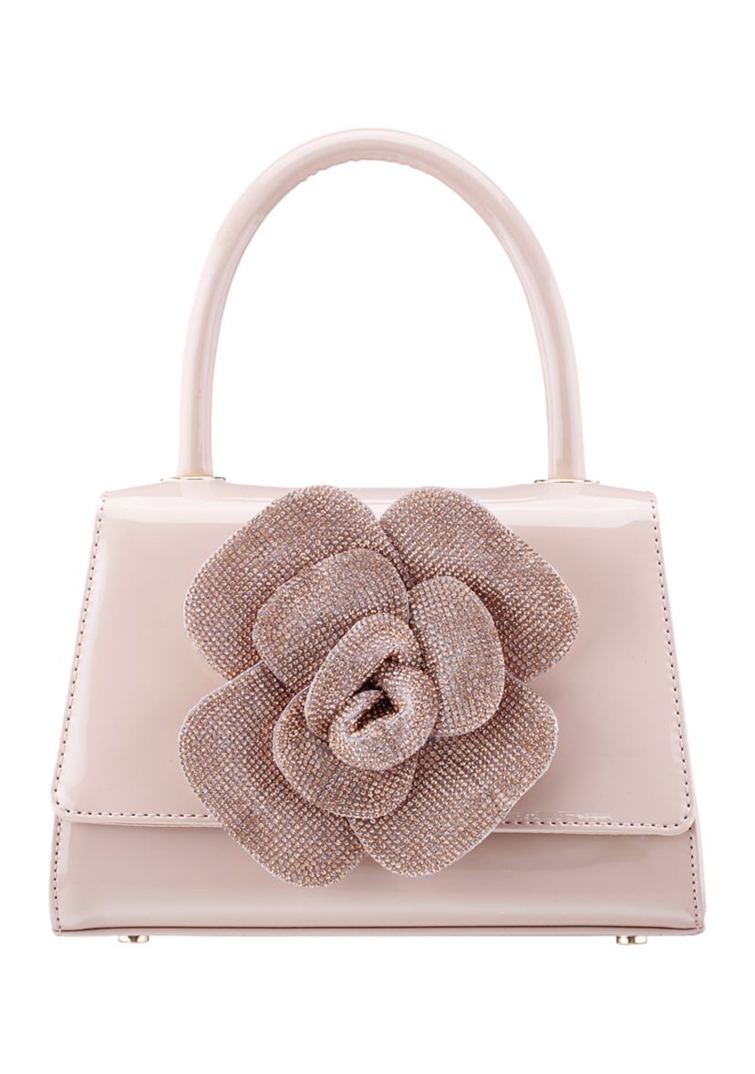 Floral Patent Top Handle Satchel