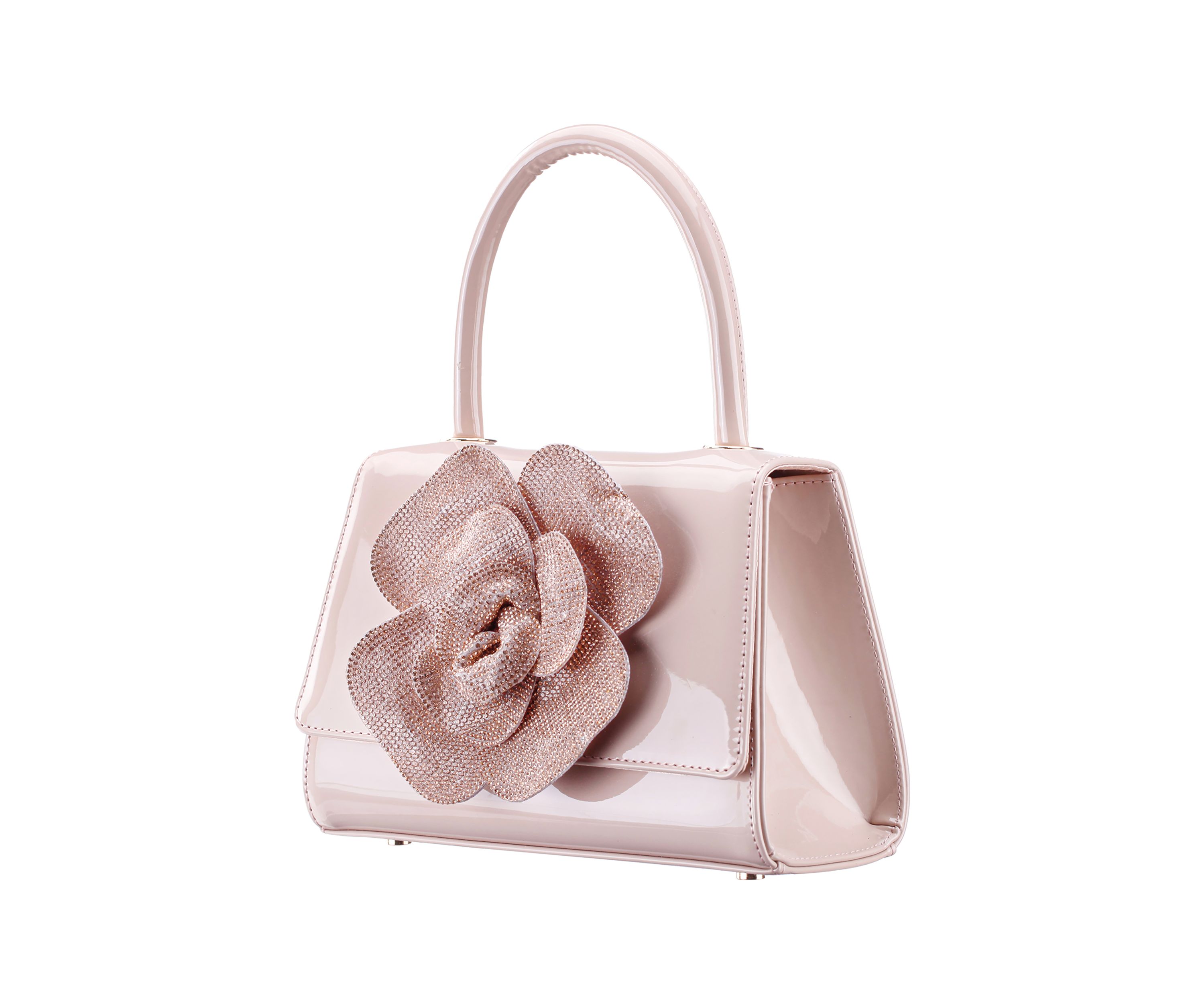 Floral Patent Top Handle Satchel