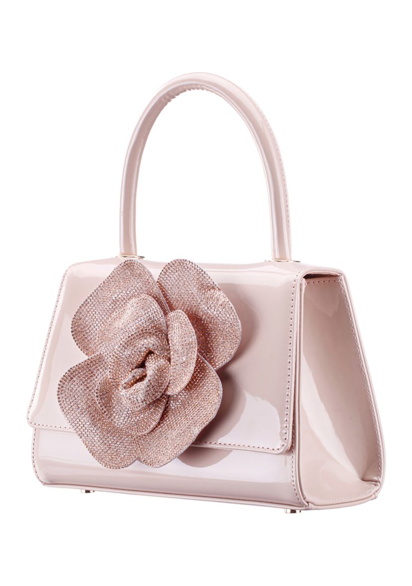 Floral Patent Top Handle Satchel