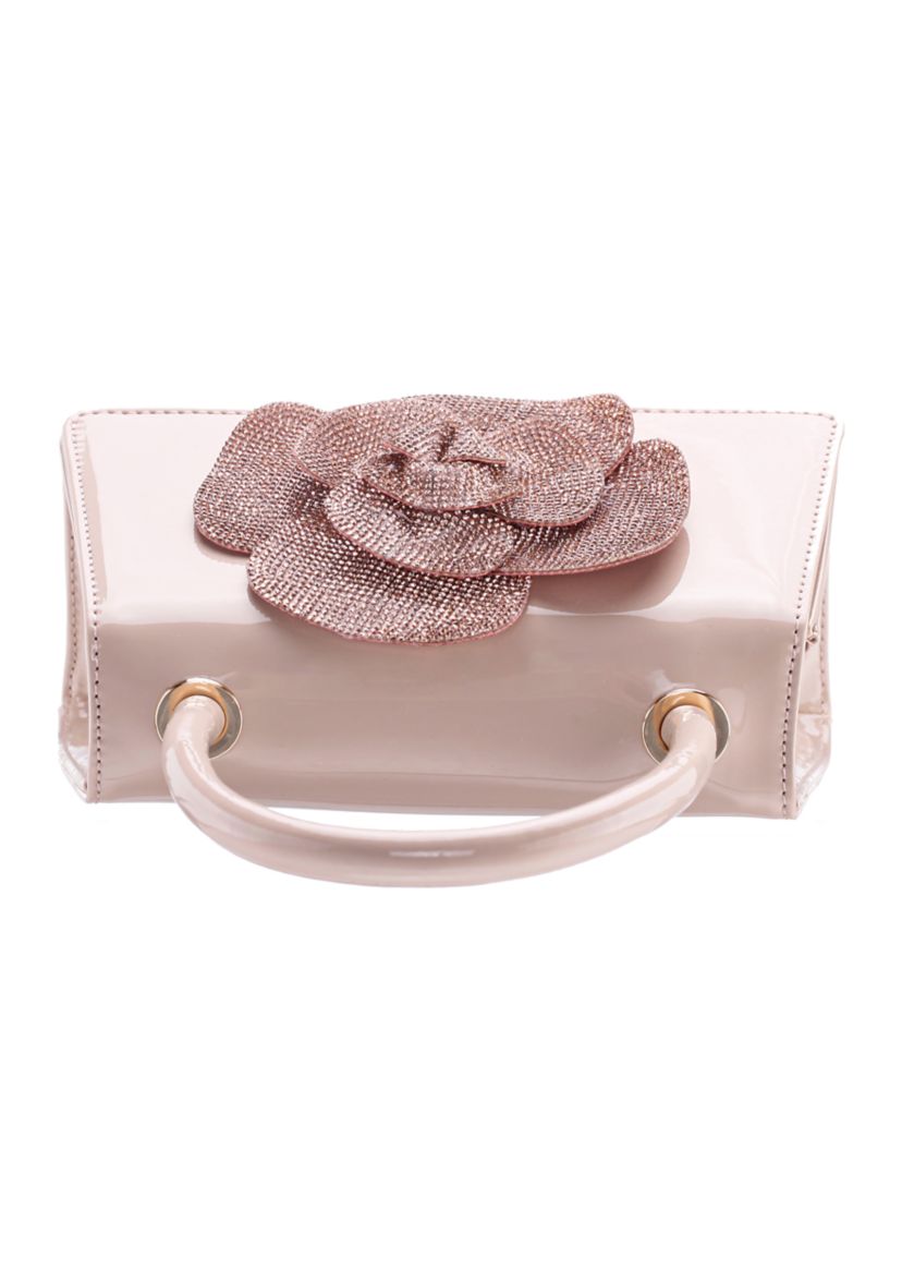 Floral Patent Top Handle Satchel