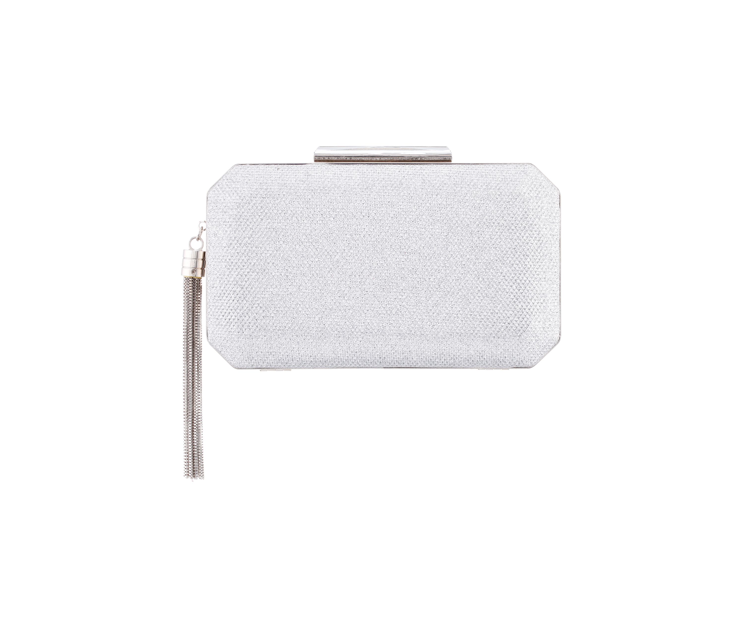 Metallic Frame Clutch with Tassel