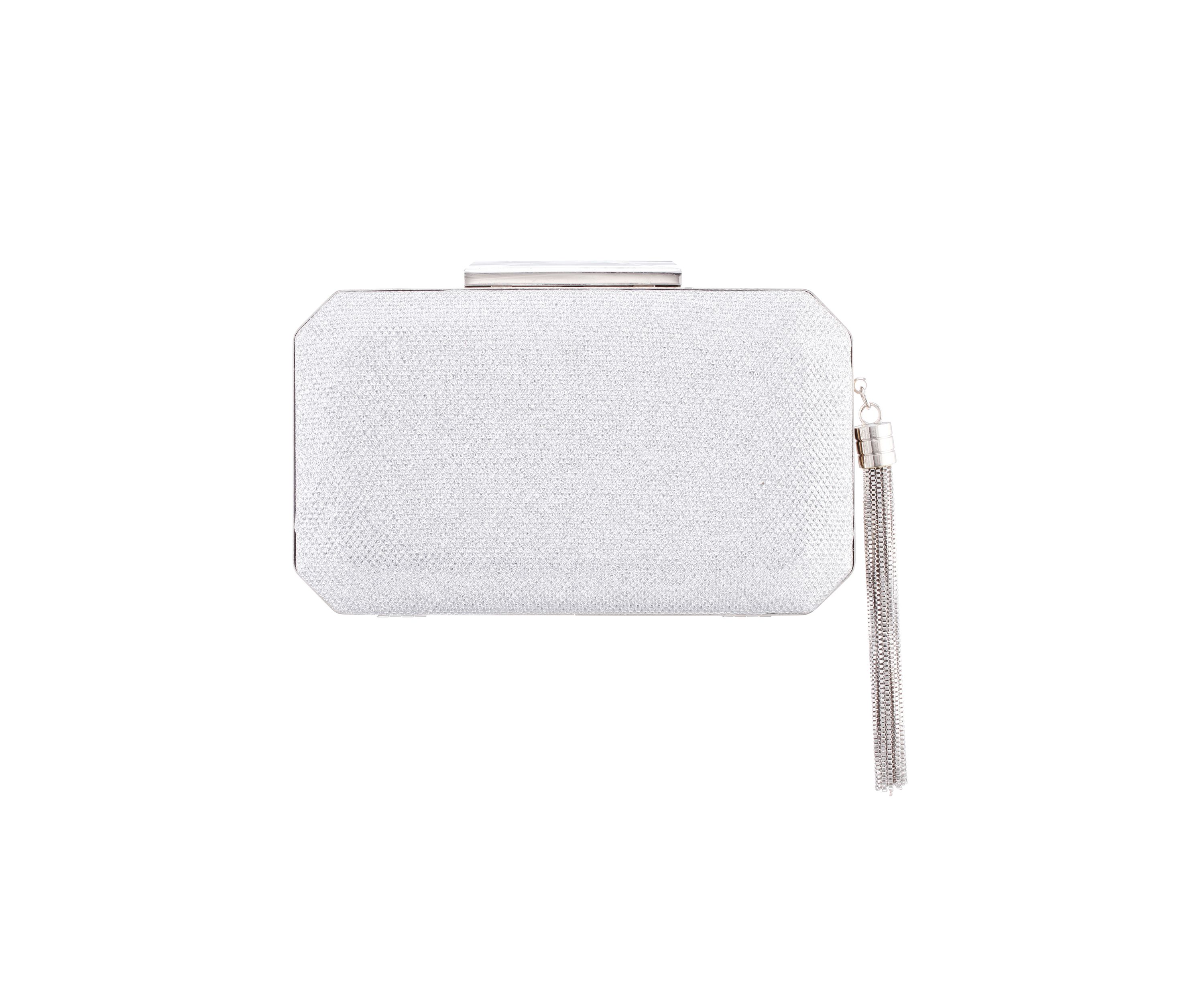 Metallic Frame Clutch with Tassel