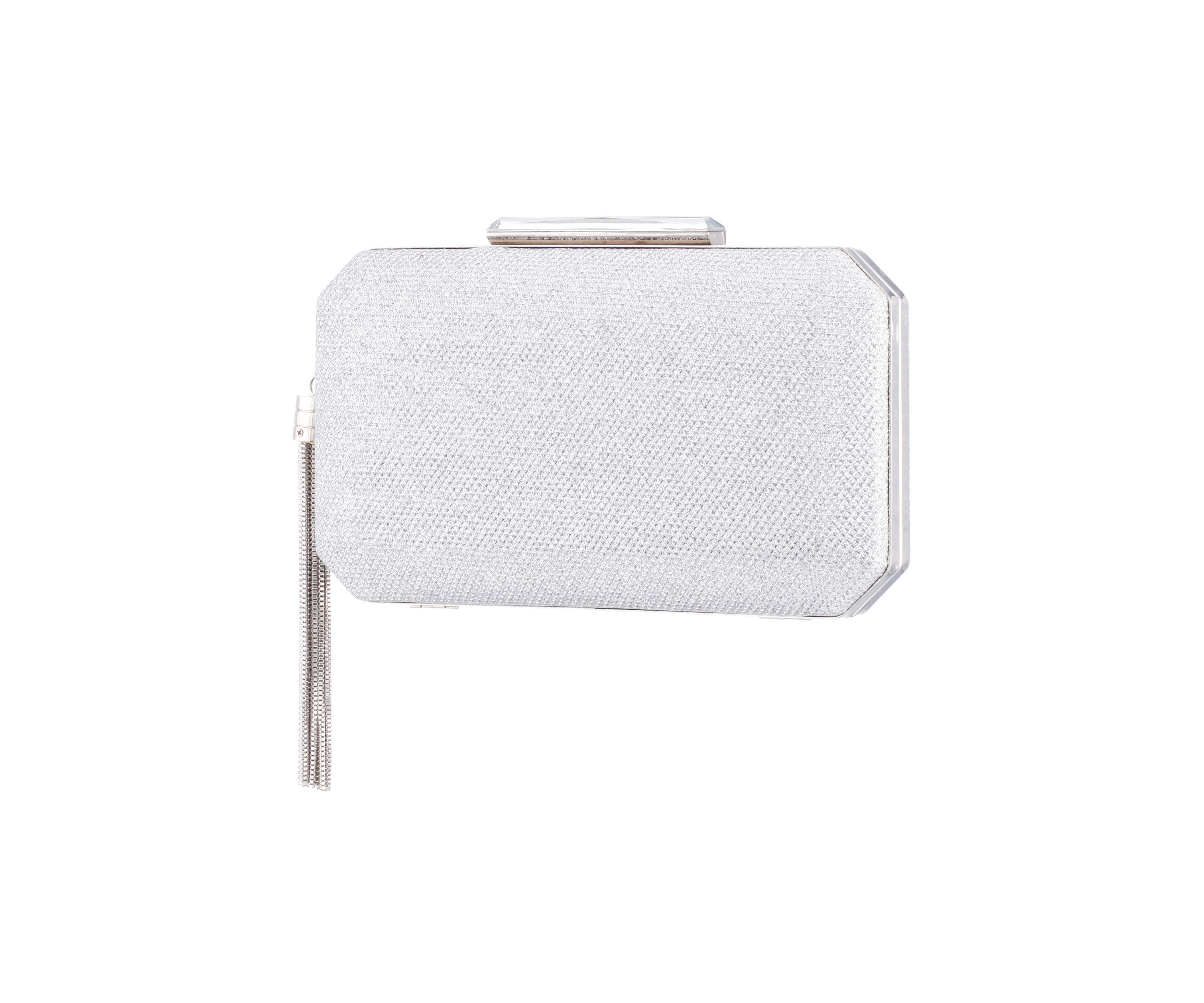 Metallic Frame Clutch with Tassel