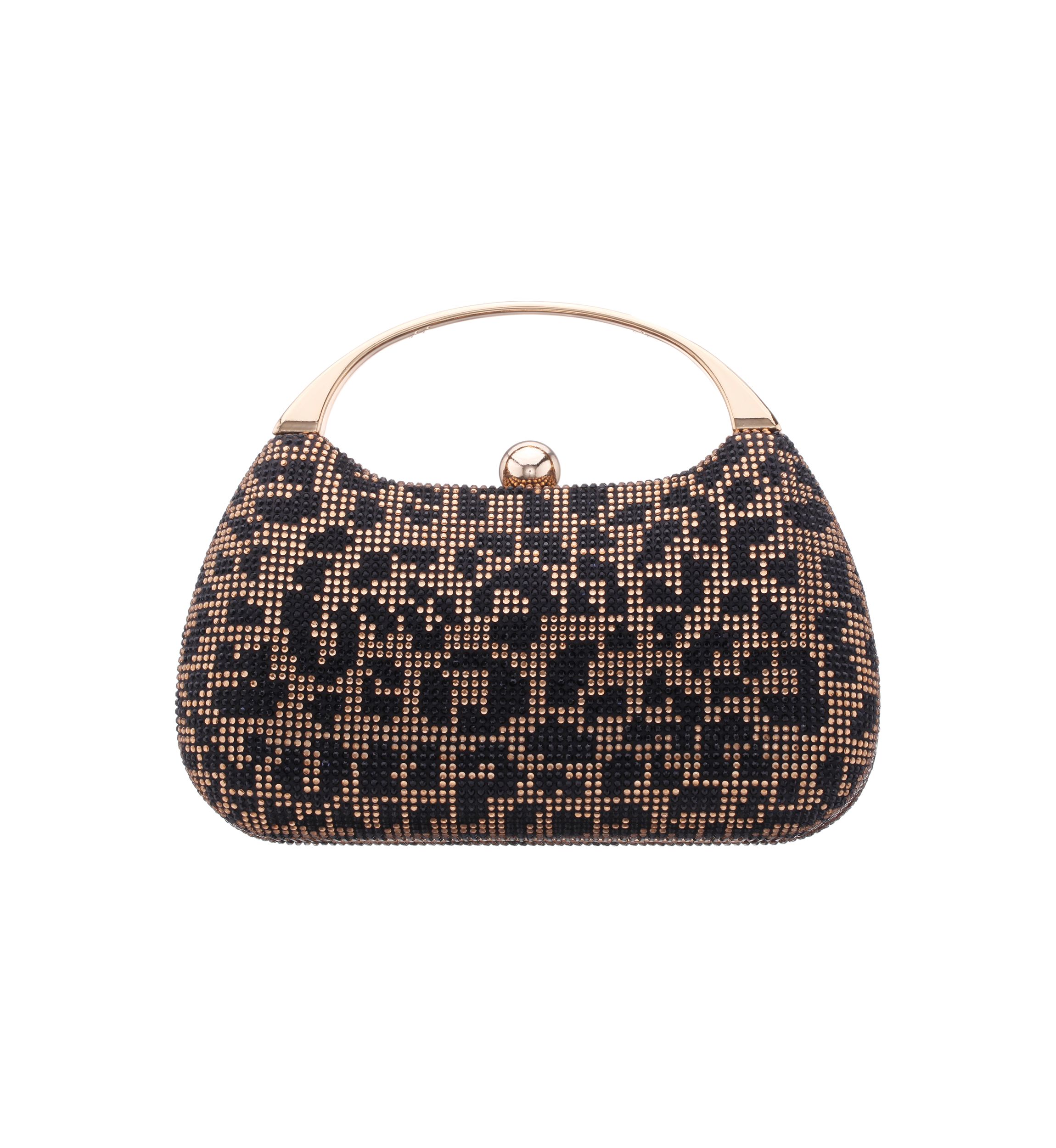 Microstone Leopard Top Handle Evening Bag 