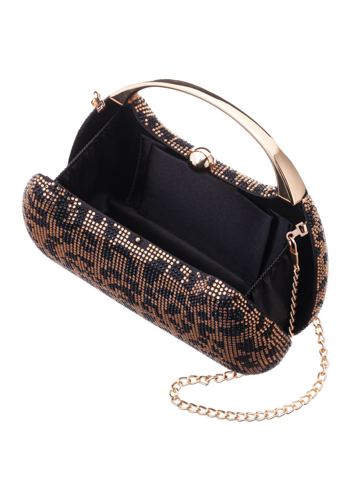 Microstone Leopard Top Handle Evening Bag 