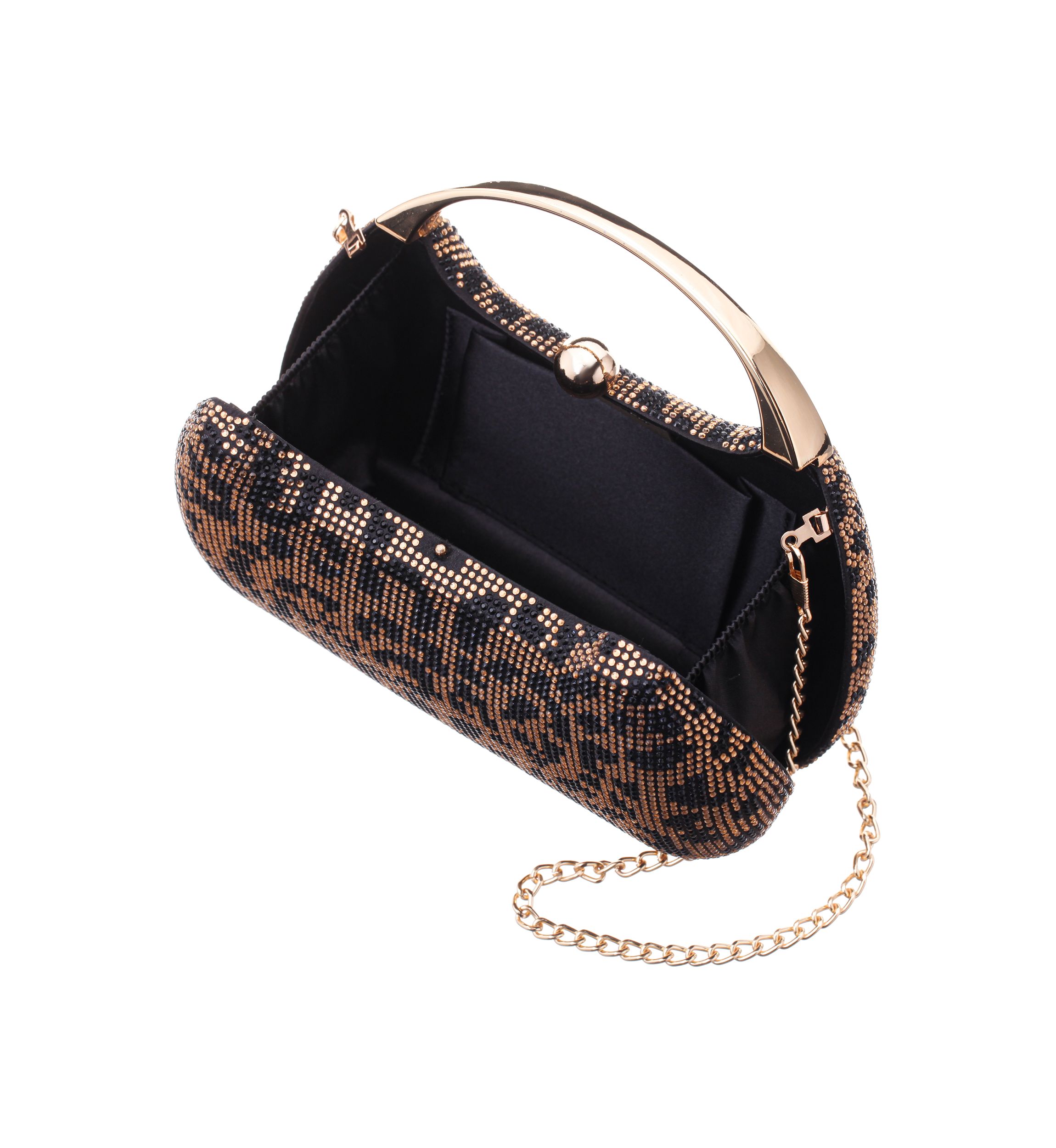 Microstone Leopard Top Handle Evening Bag 