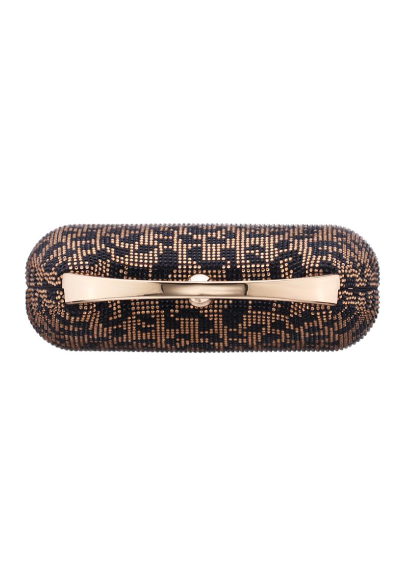 Microstone Leopard Top Handle Evening Bag 