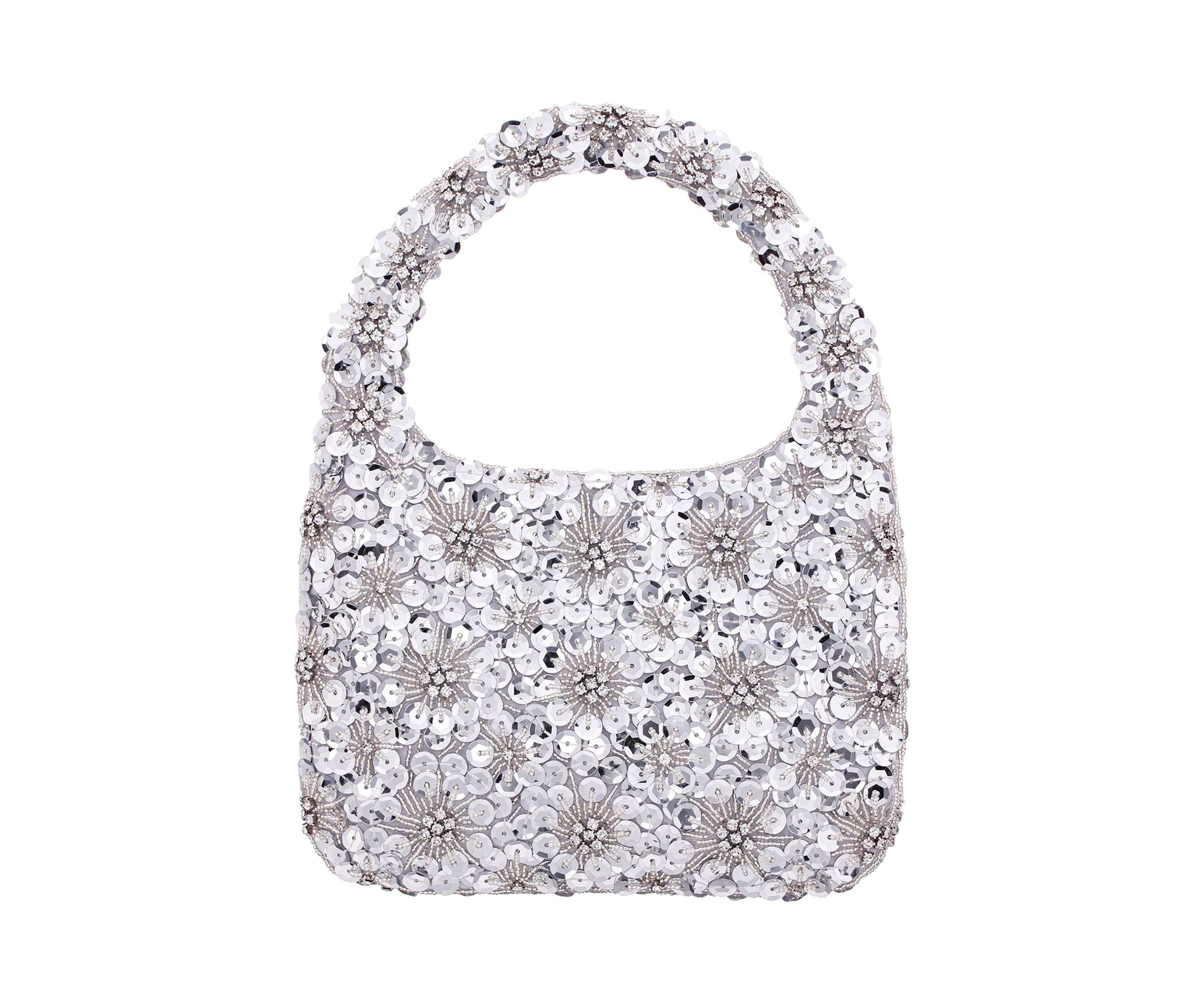 Floral Pattern Sequin Hobo Bag