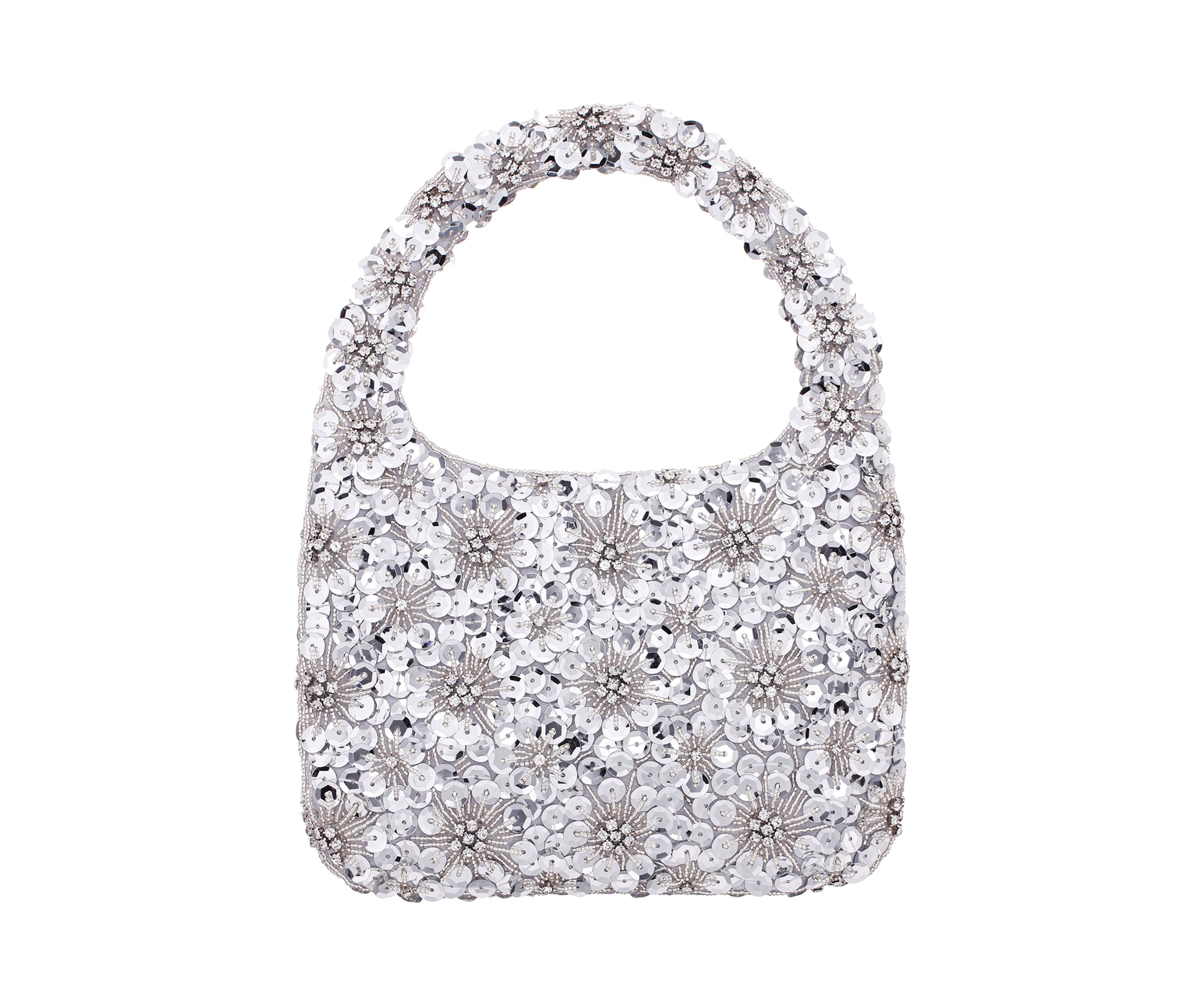 Floral Pattern Sequin Hobo Bag