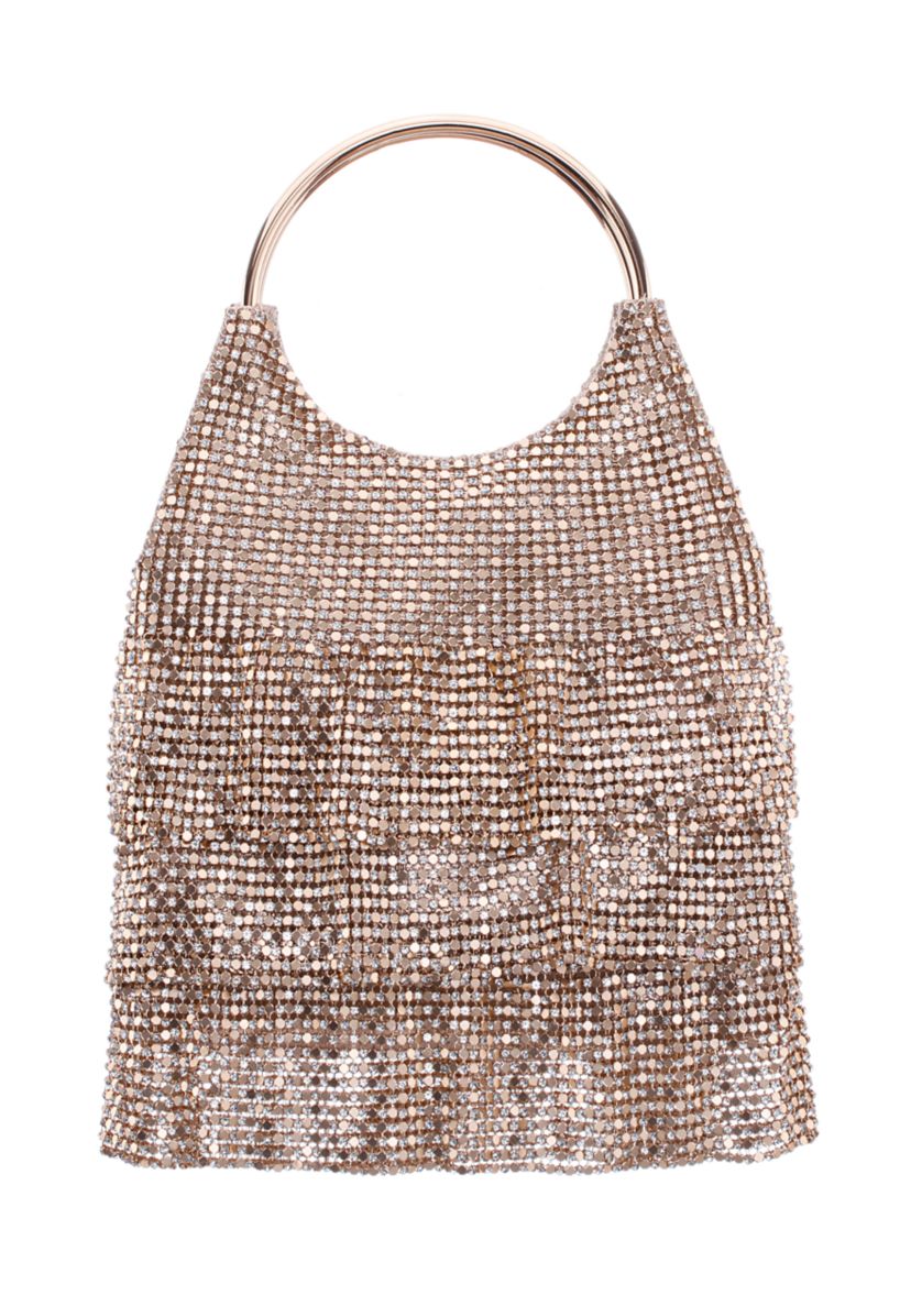 Tiered Metallic Pouch Bag