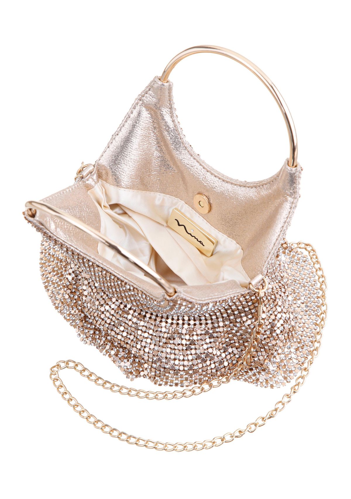 Tiered Metallic Pouch Bag