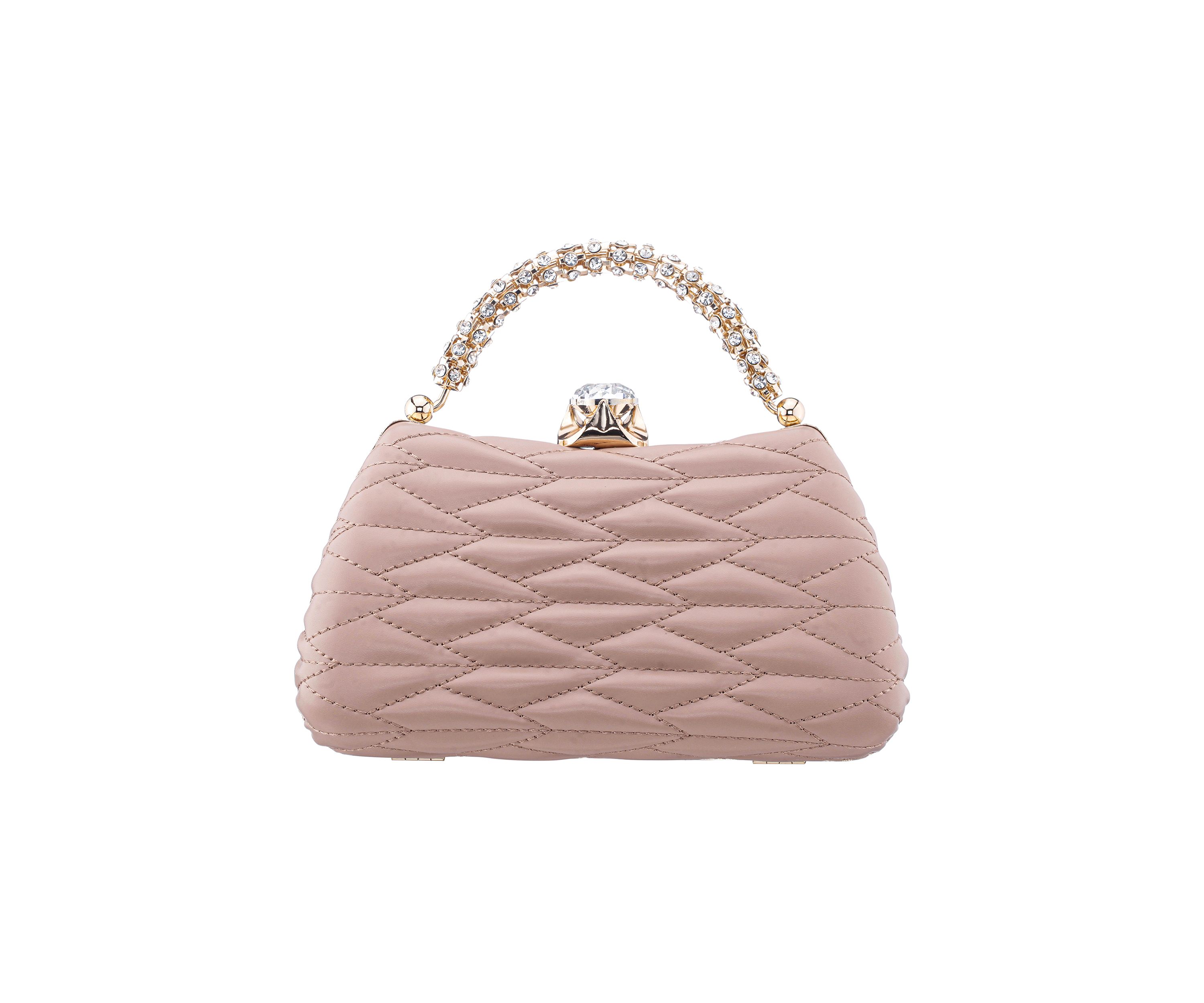 Quilted Minaudiere with Crystal Handle 