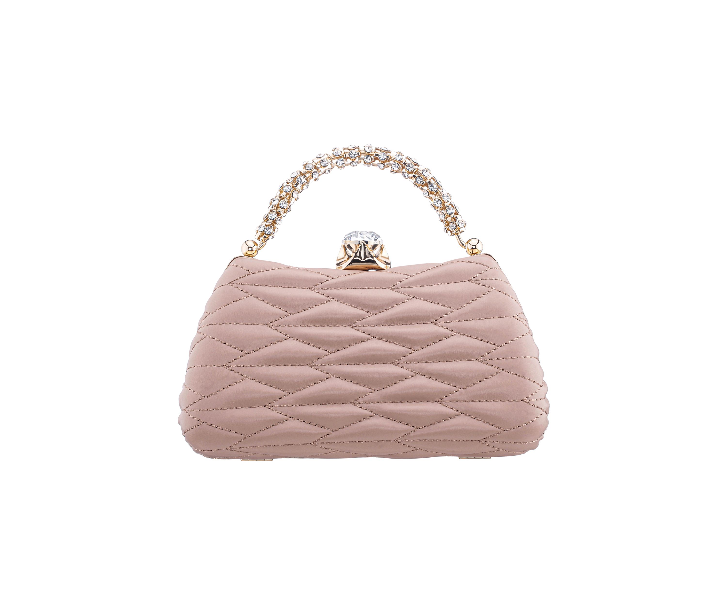 Quilted Minaudiere with Crystal Handle 