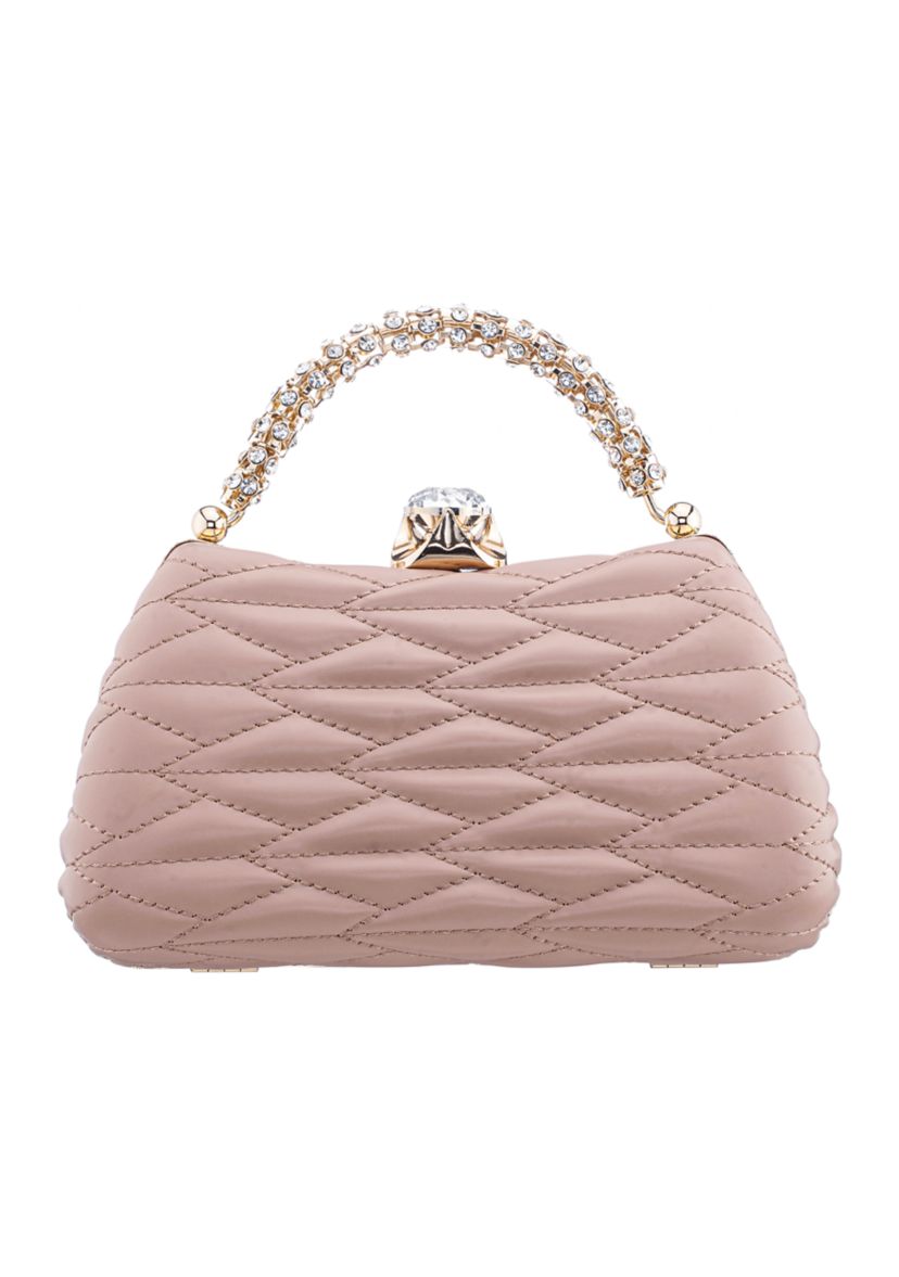 Quilted Minaudiere with Crystal Handle 