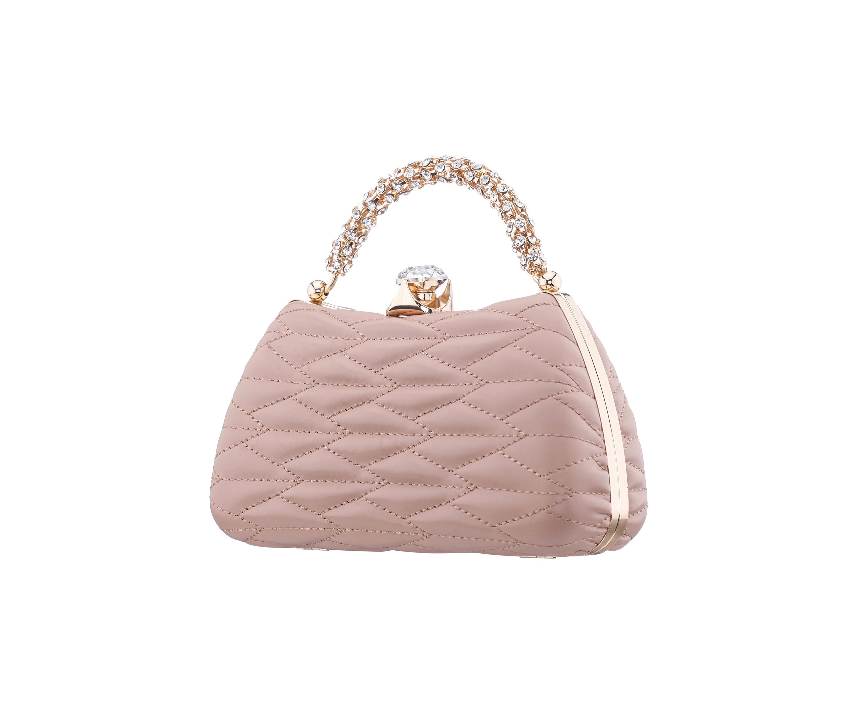 Quilted Minaudiere with Crystal Handle 