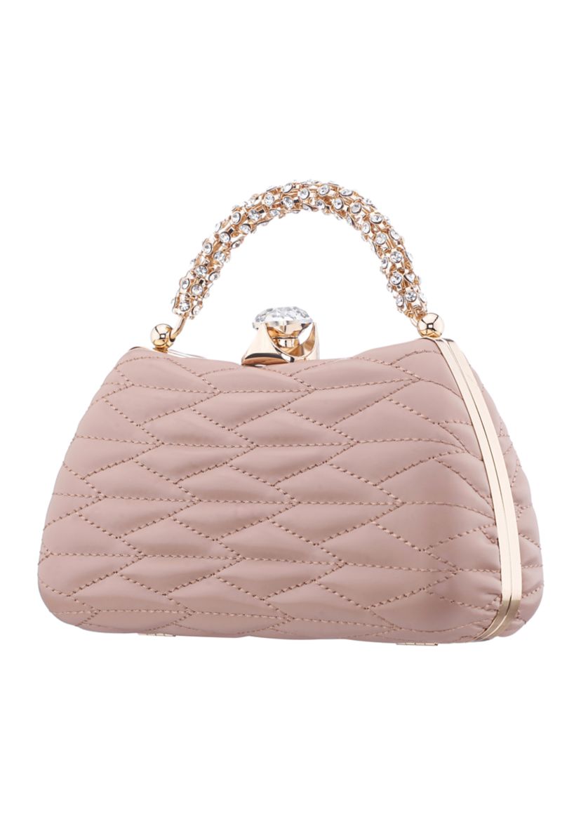 Quilted Minaudiere with Crystal Handle 