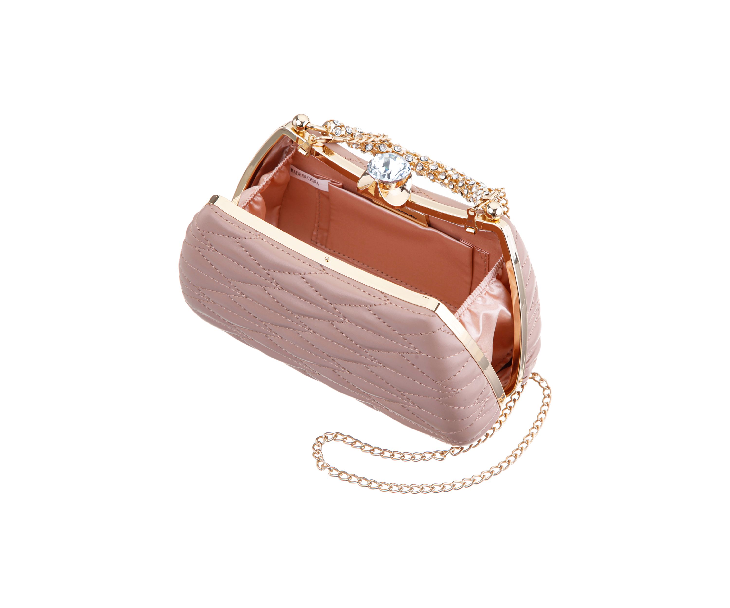 Quilted Minaudiere with Crystal Handle 