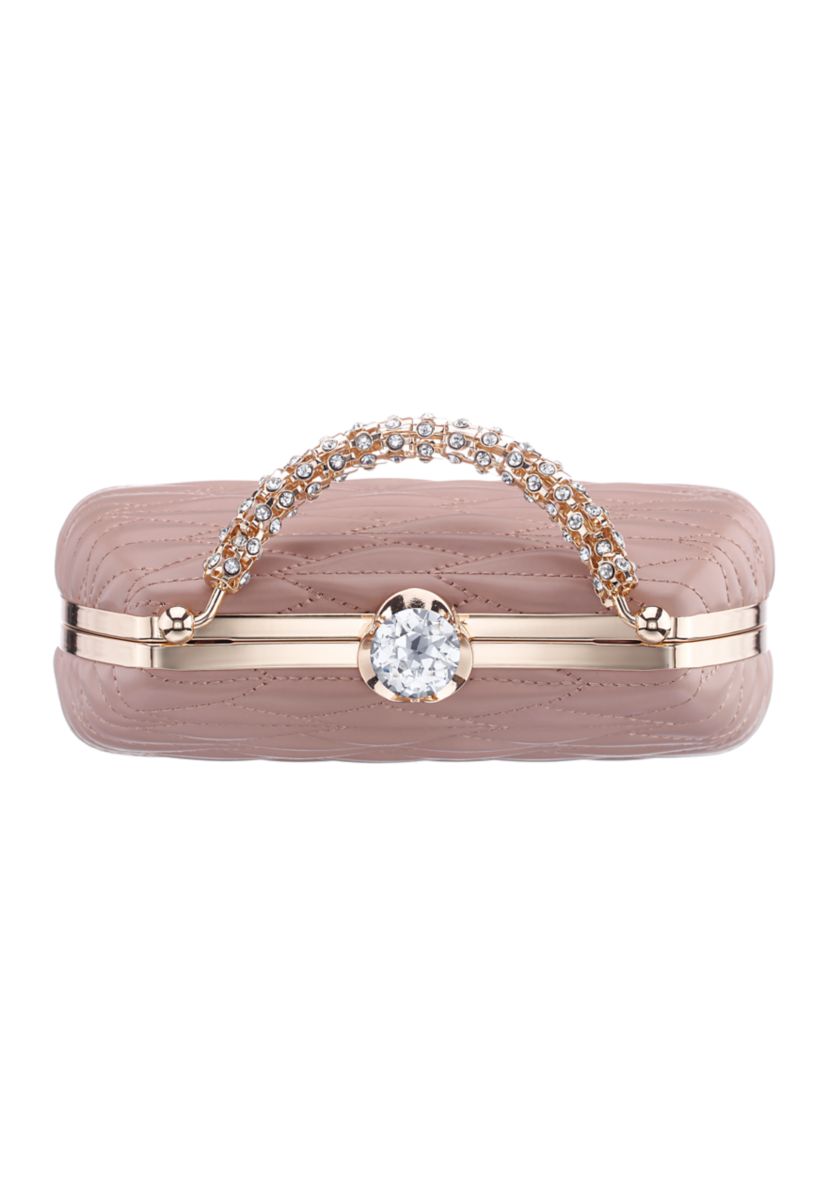 Quilted Minaudiere with Crystal Handle 