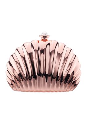 Nina Handbags Shell Metallic Minaudiere, Gold