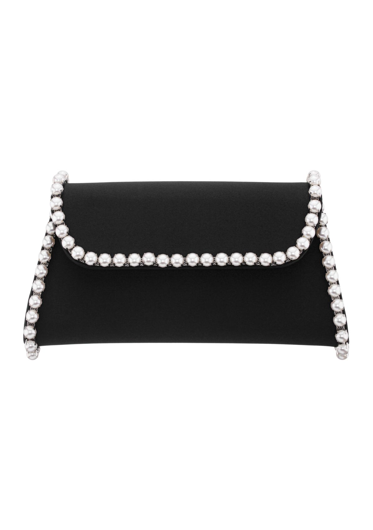 Pearl Trim Flap Clutch 