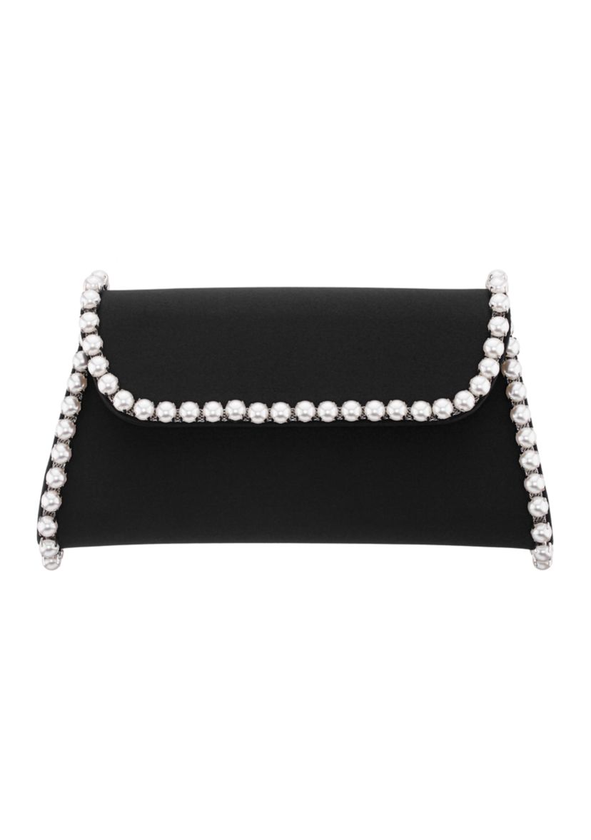 Pearl Trim Flap Clutch 