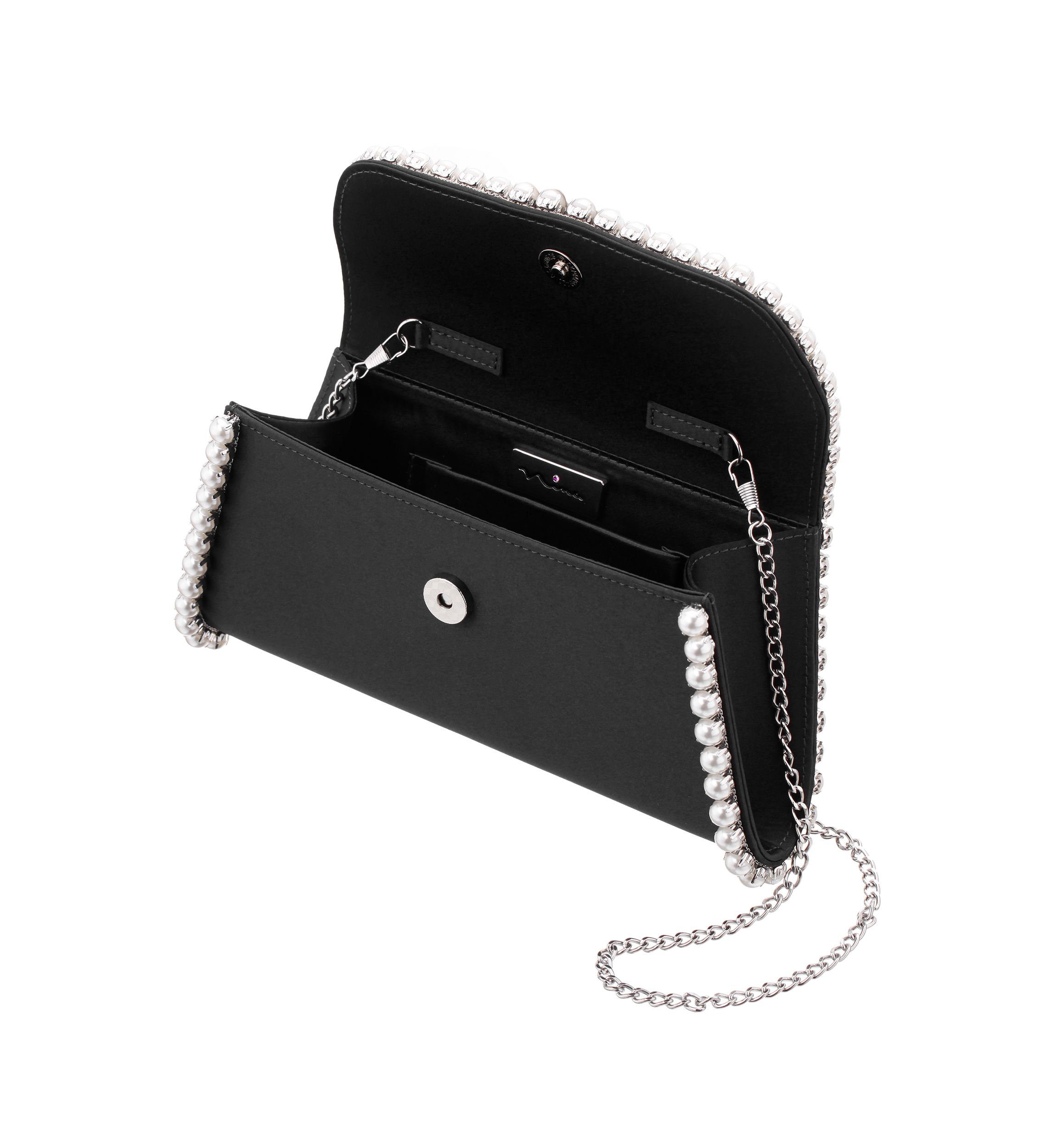 Pearl Trim Flap Clutch 