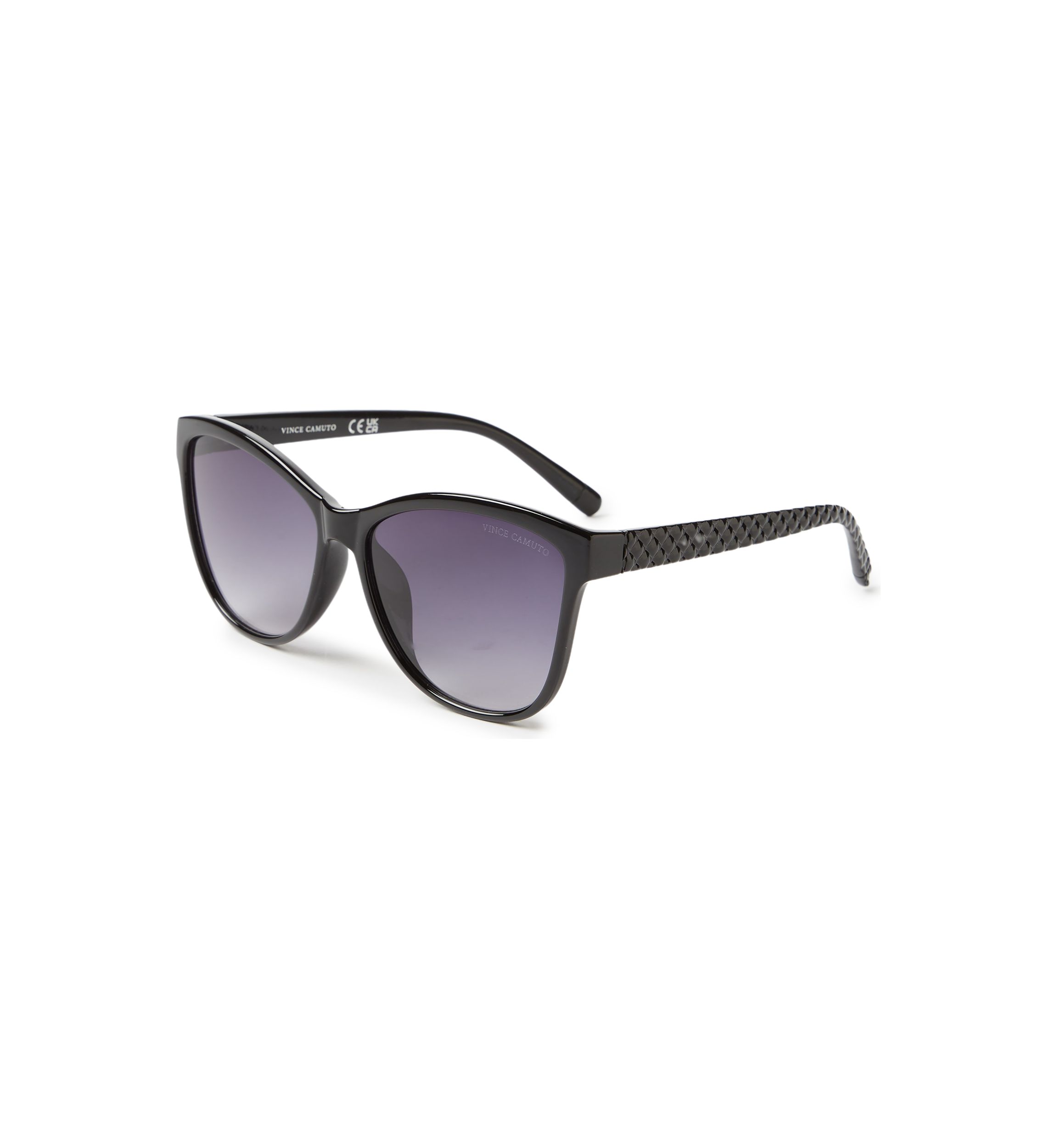 Plastic Cat Eye Embellished Woven Temple Sunglasses