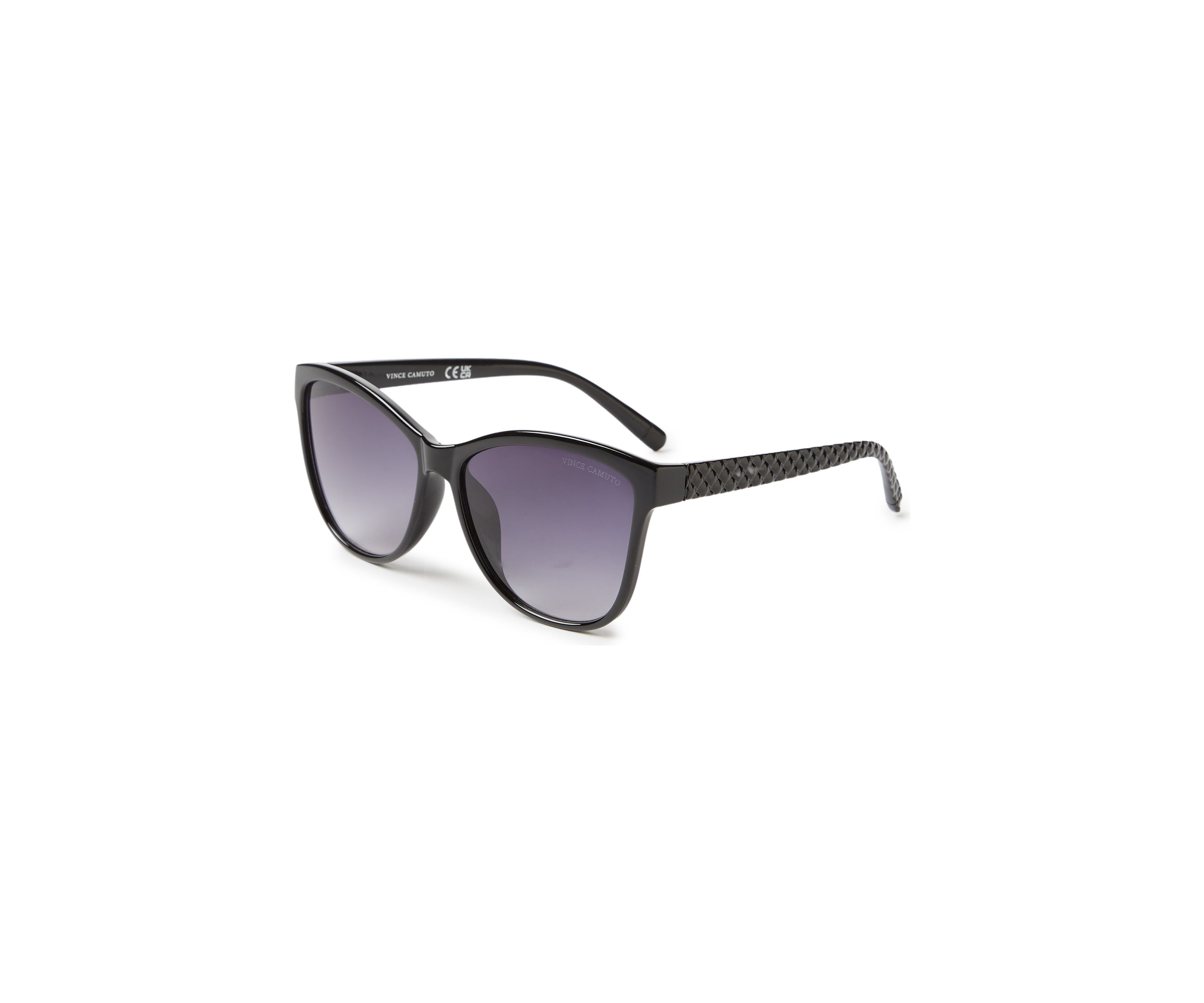 Plastic Cat Eye Embellished Woven Temple Sunglasses