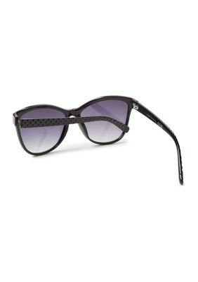 Plastic Cat Eye Embellished Woven Temple Sunglasses