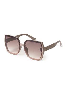 Vince Camuto Plastic Flush Lens Square Embroidered Sunglasses | belk