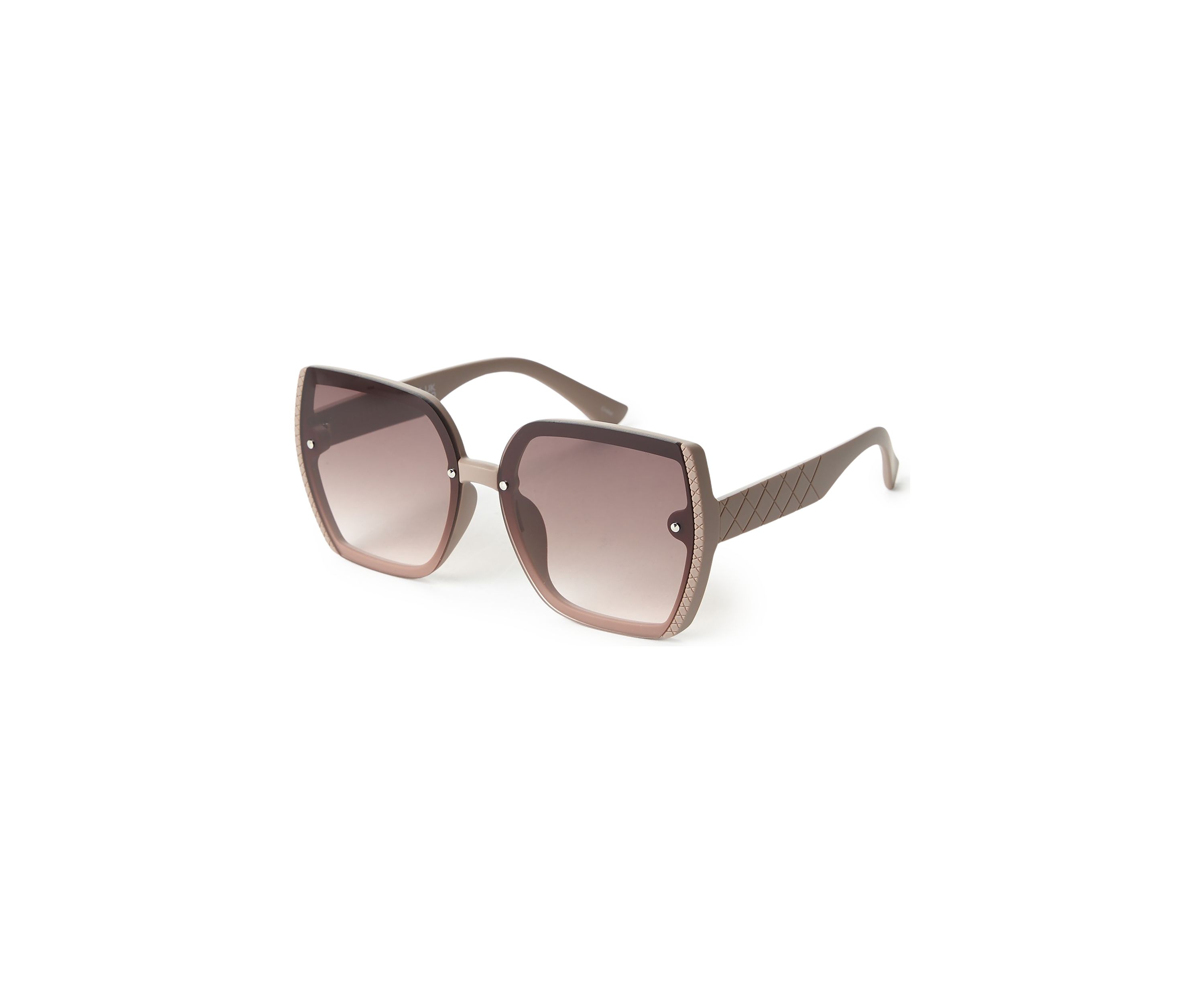 Plastic Flush Lens Square Embroidered Sunglasses