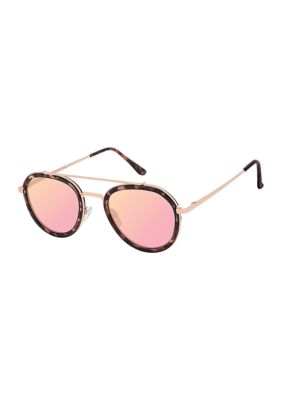 Vince Camuto Metal Round Enamel Trim Aviator Sunglasses | Belk display picture 2