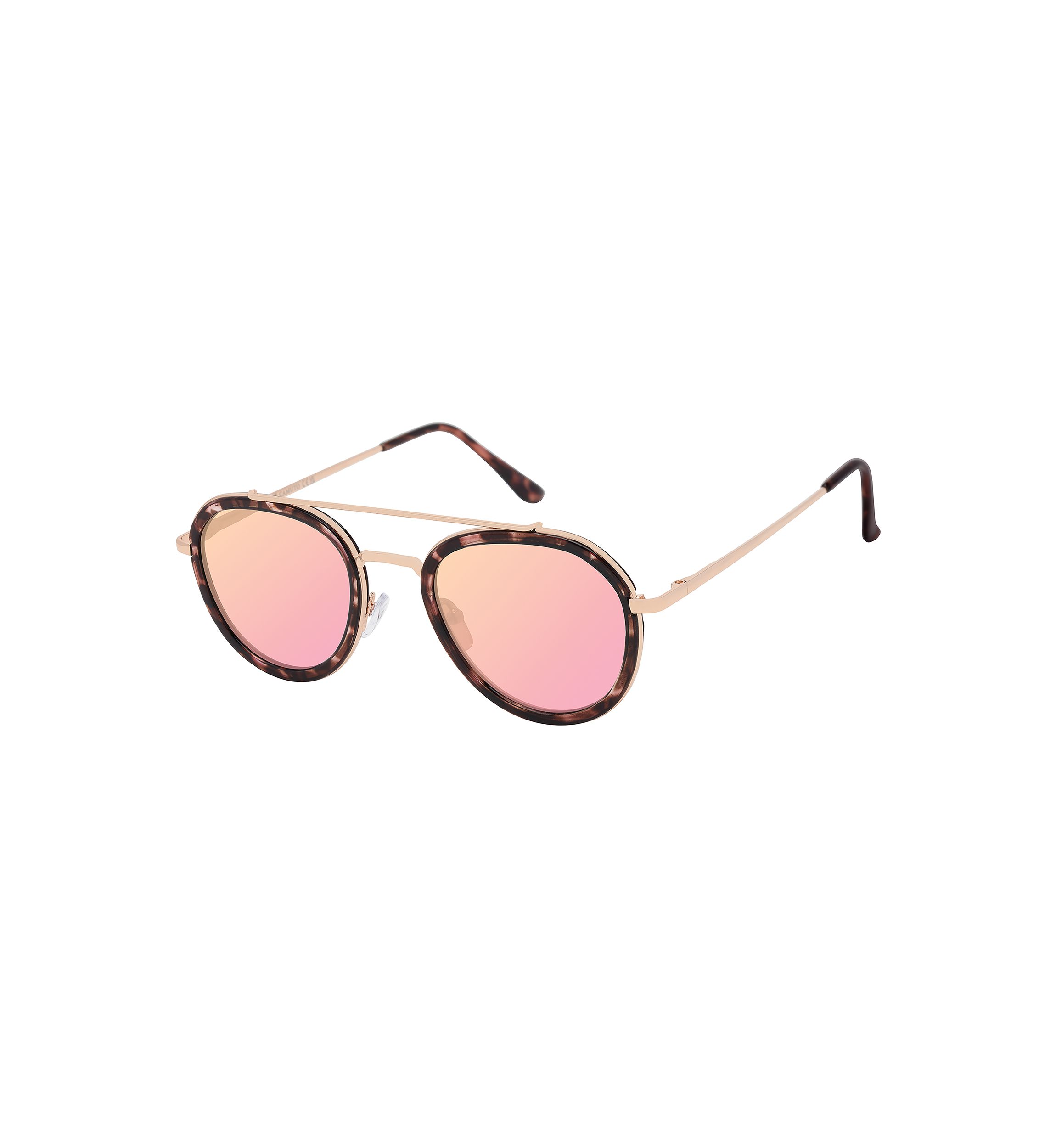 Metal Round Enamel Trim Aviator Sunglasses