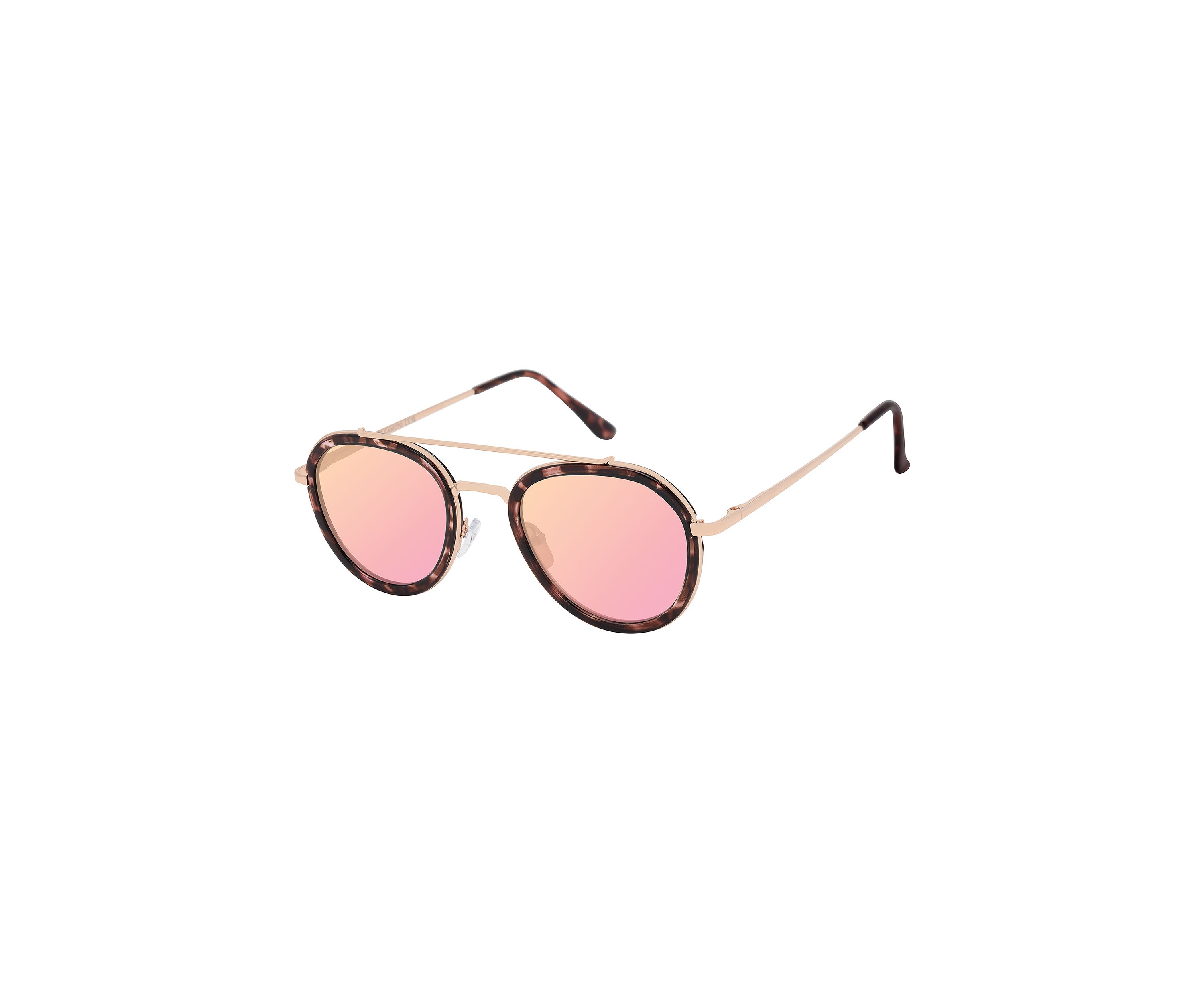 Metal Round Enamel Trim Aviator Sunglasses